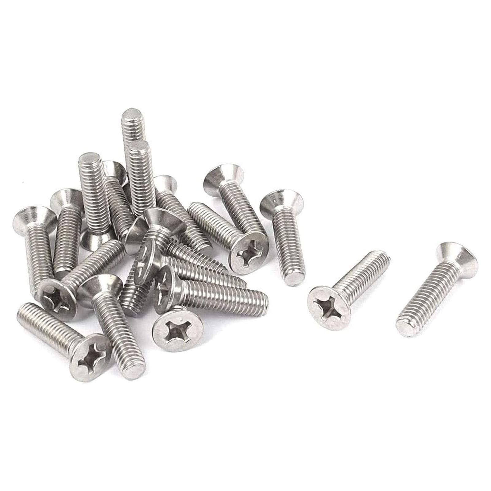 50 Pcs M5-0.8x25mm 304 Stainless Steel Flat Head Machine Screws - for Furniture & Electronics Assembly