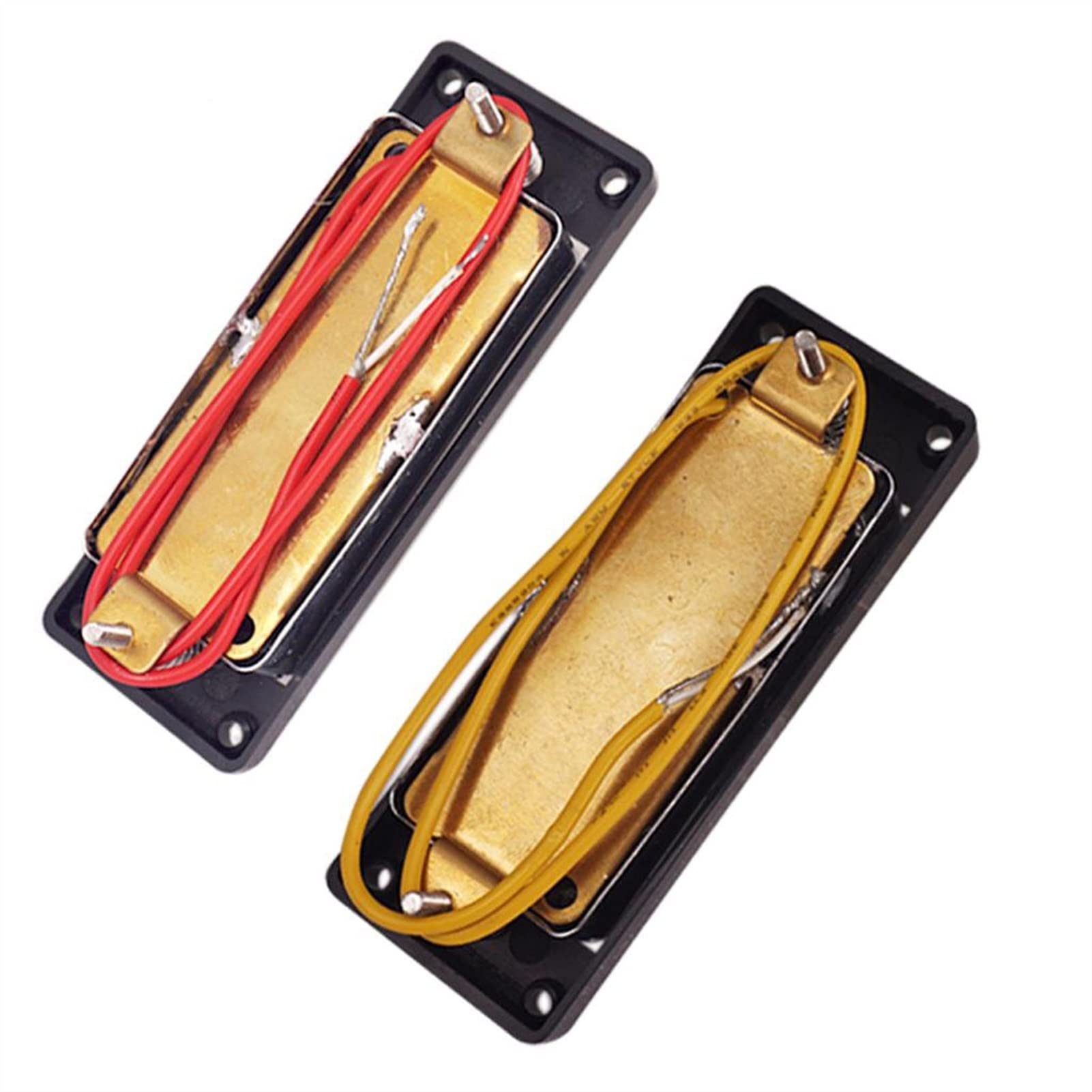 2-Pack Humbucker Guitar Pickups for 4-String Electric Bass - Black Plastic Bridge & Neck Set with Metal Frame | DIY Replacement & Upgrade for Rock, Metal & Blues Performances