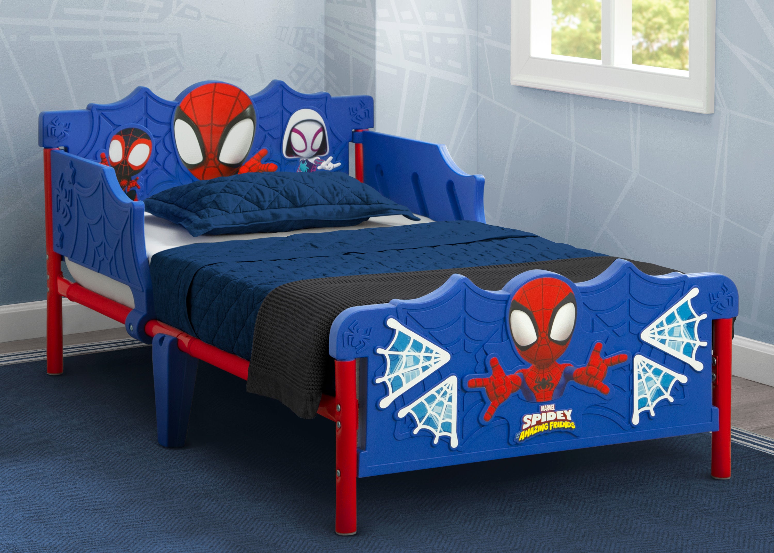 Spidey and His Amazing Friends 3D Toddler Bed - Marvel Superhero Themed Kids Bed for Boys & Girls - Perfect for Nursery, Bedroom, and Playroom Decor