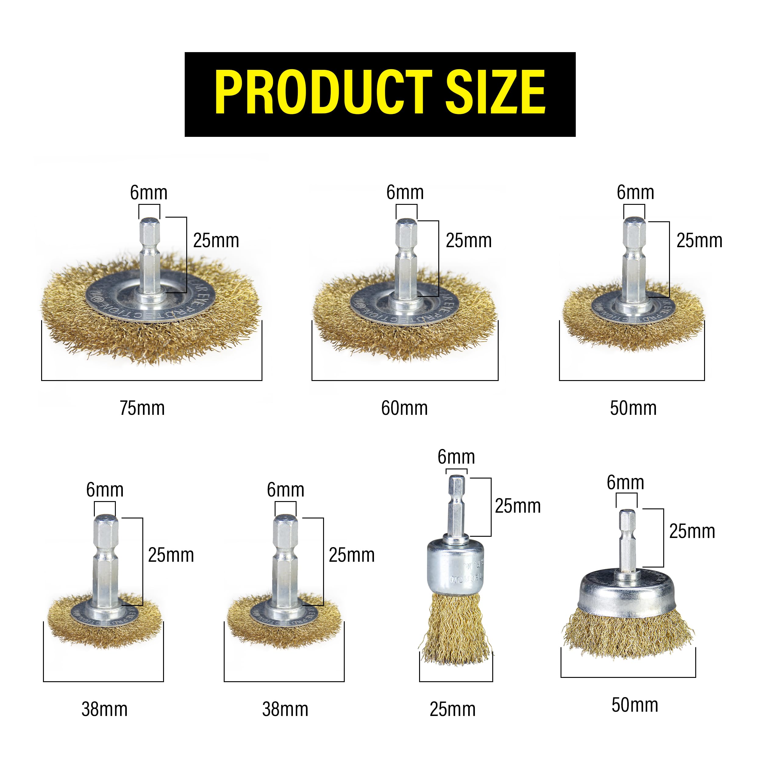 JKINGS 14-Piece Wire Wheel Brush Set for Drill - 1/4 Inch Shank, Heavy Duty Rust, Paint & Corrosion Removal - Coated Brass & Carbon Steel Brushes for Metal Cleaning, Deburring & Surface Prep - Perfect for Automotive, Welding & DIY Projects