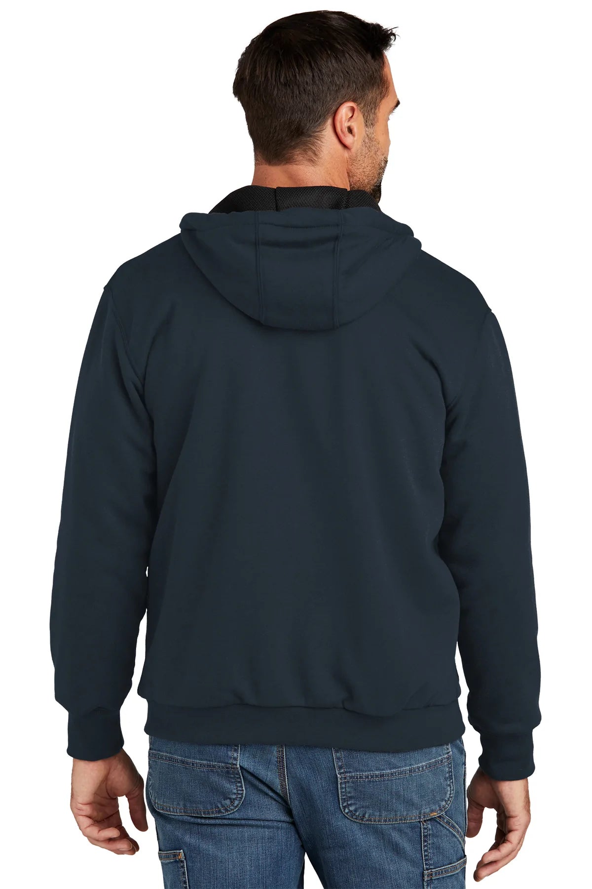 Carhartt Thermal Lined Custom Zip Up Hoodie - New Navy Blue Fleece Jacket for Men - Perfect for Winter Workwear & Outdoor Activities