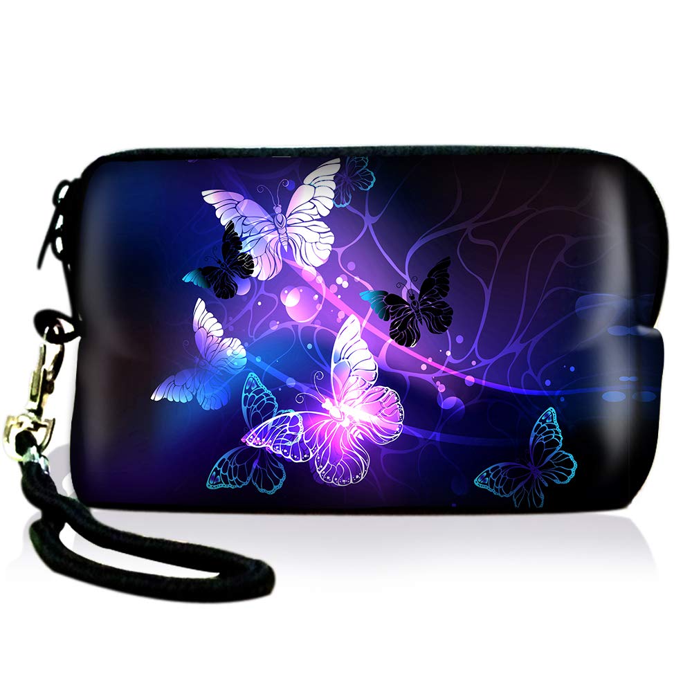 AUPET Butterfly Design Camera Case Bag - Pouch for Sony, Samsung, Nikon, Canon, Kodak Digital Cameras with Adjustable Strap | Perfect for Travel, Hiking & Everyday Use