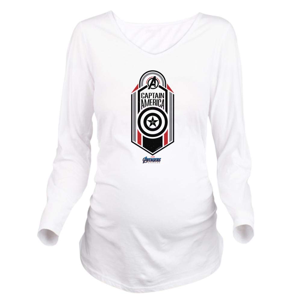 Captain America Logo Long Sleeve Maternity T-Shirt | Marvel Superhero Pregnancy Apparel | Comfortable Cotton Tee for Expecting Moms | Perfect for Casual Wear, Baby Showers & Superhero Theme Parties