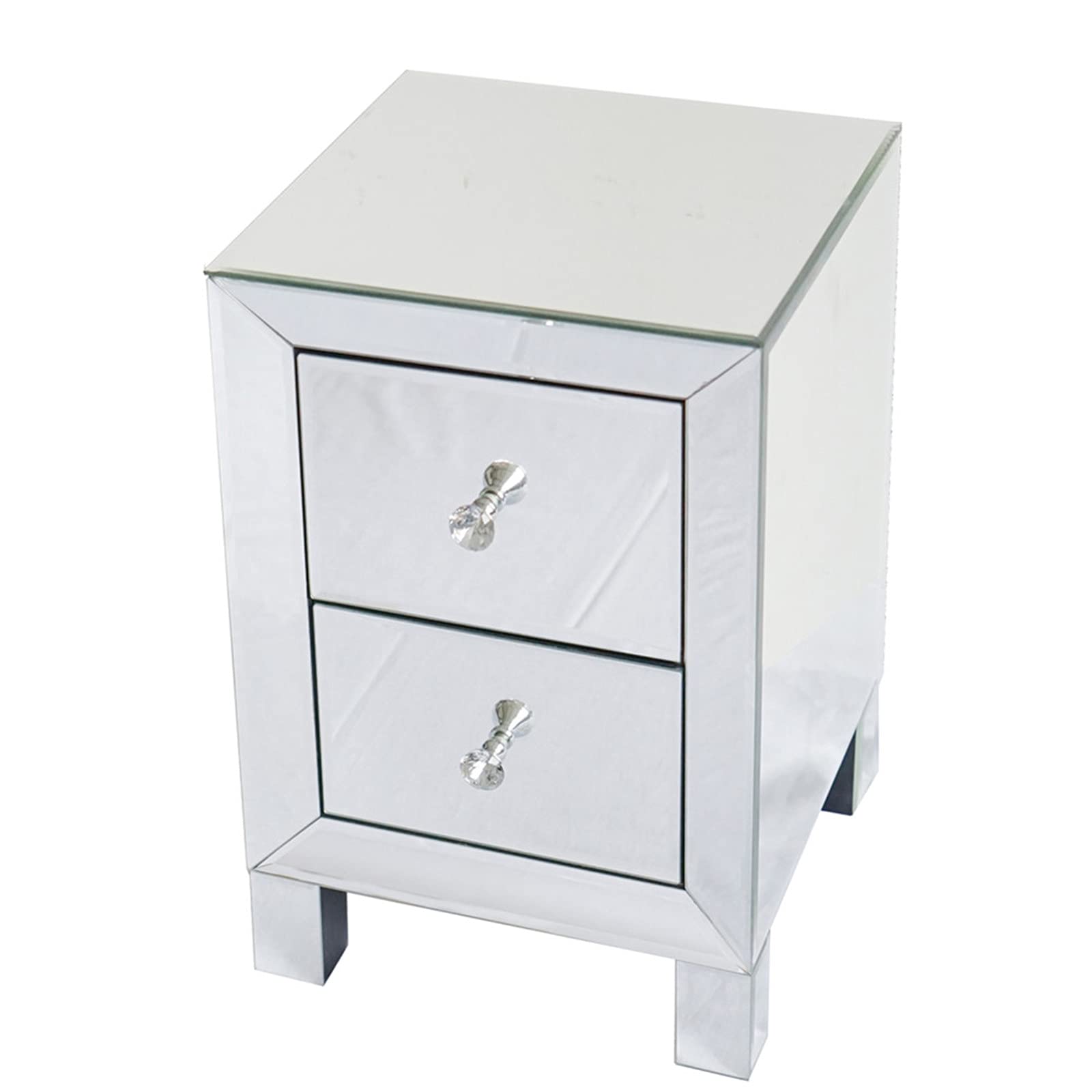 Bysesion GT1-JL Modern Silver Nightstand with 2 Drawers - Perfect for Bedroom, Living Room & Small Space Storage