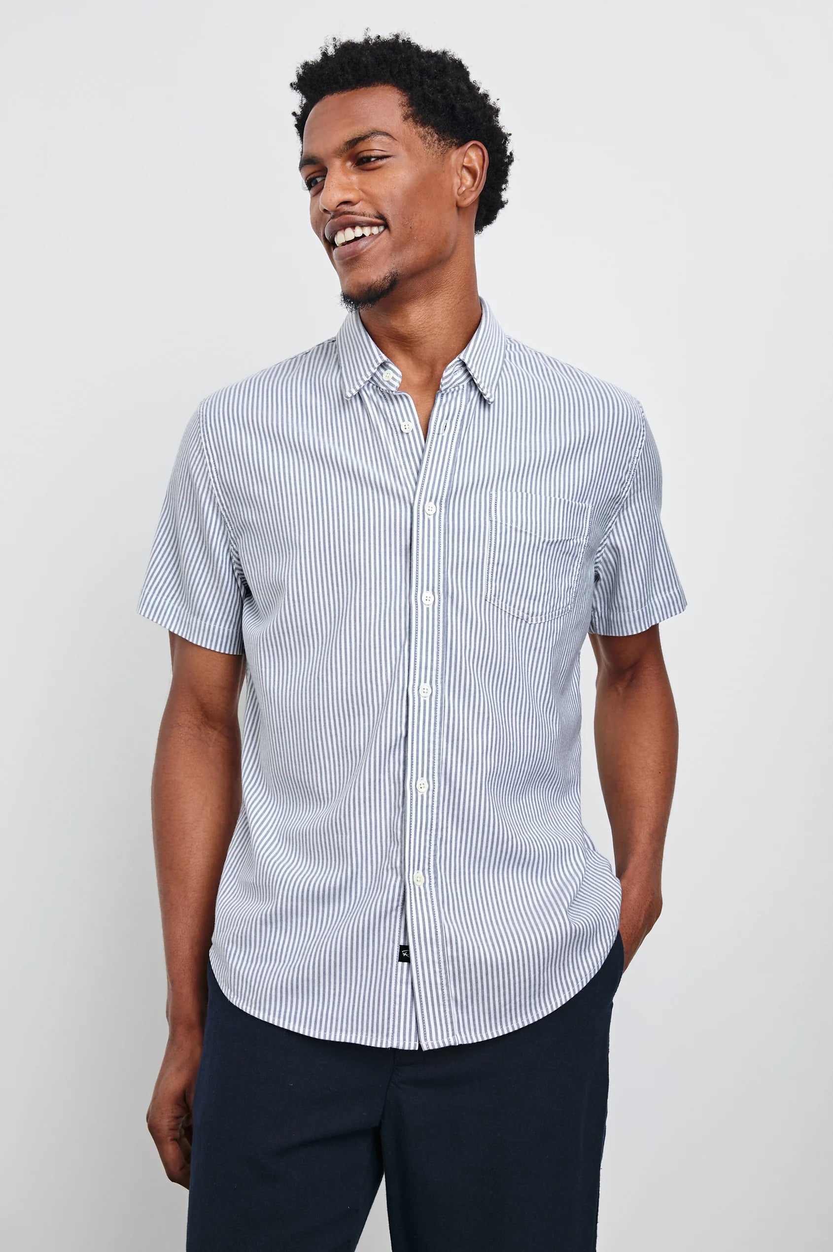 Kieren Blue & White Striped Shirt for Men | Casual Button Down Shirt | Perfect for Office, Date Night & Weekend Outings