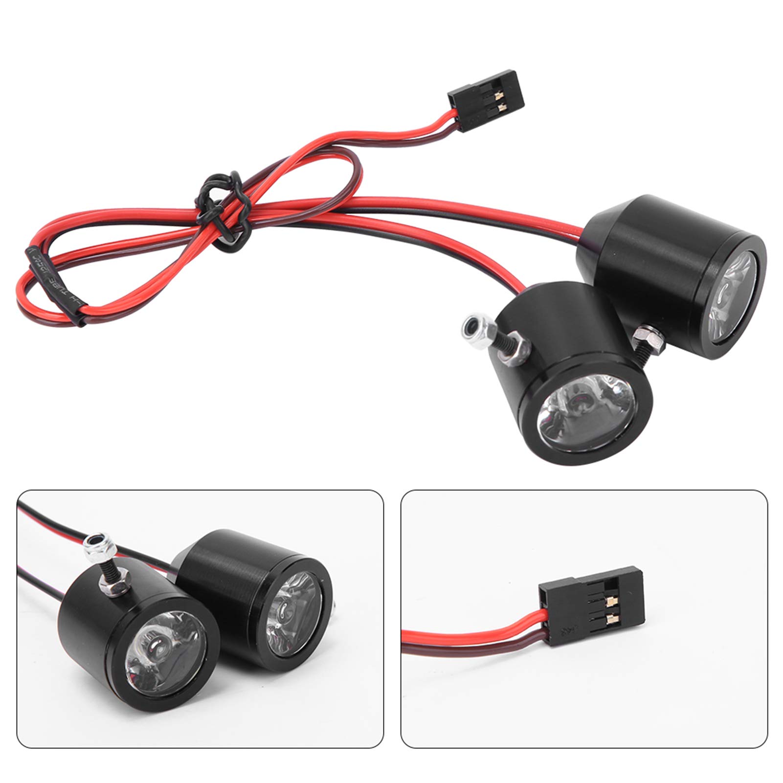 3W RC Car Headlights & Spotlights Kit - Portable LED Searchlight for RC Models - Direct Fit Black (12 Pack) - Perfect for Night Racing & Off-Road Adventures