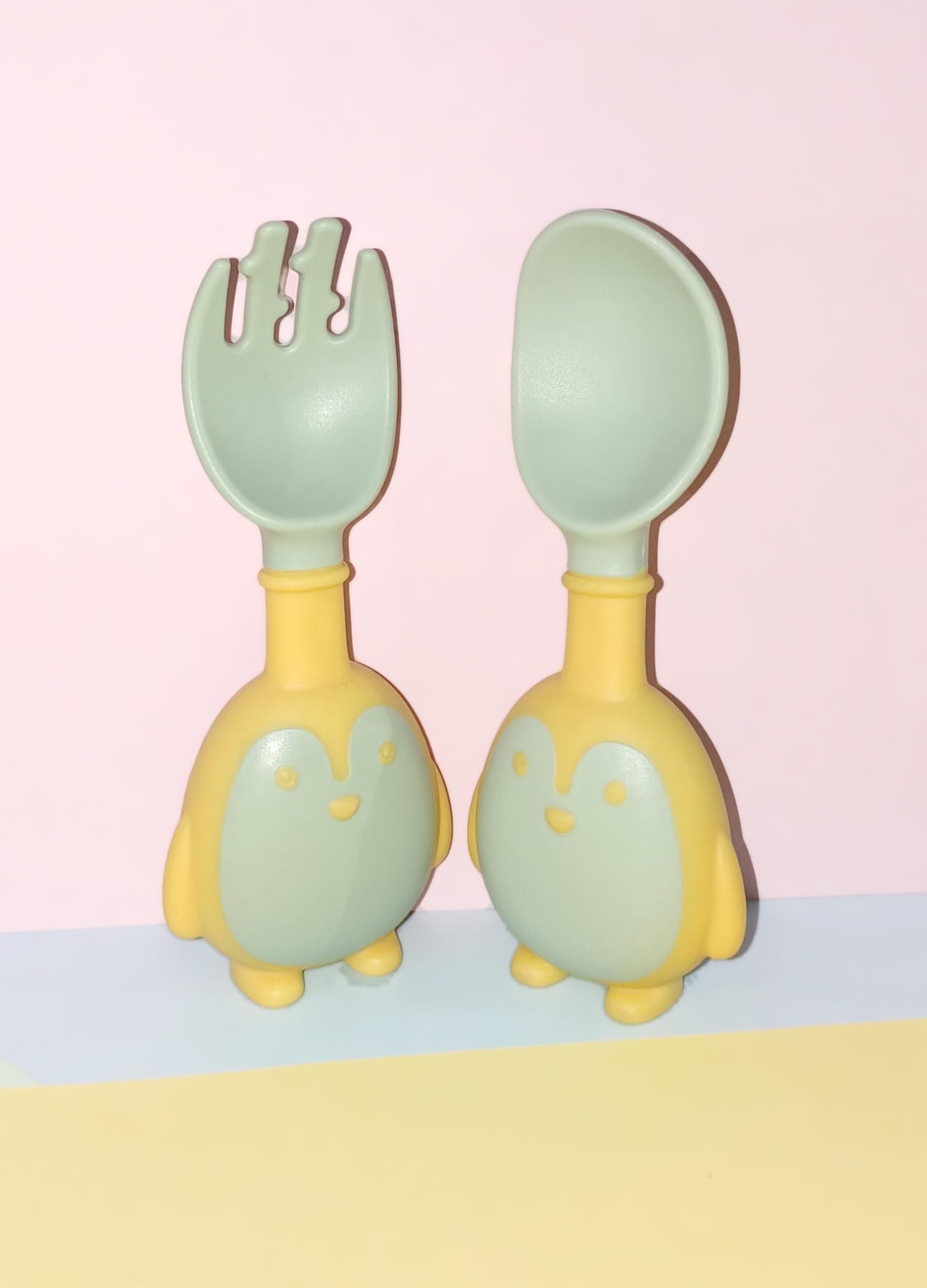 Kritiu Fruits Teether & Spoons Set | BPA-Free Silicone Baby Feeding Utensils | Soft & Safe for 6+ Months | Red Watermelon & Olive Green | Perfect for Baby-Led Weaning, Puree Feeding & Teething Relief