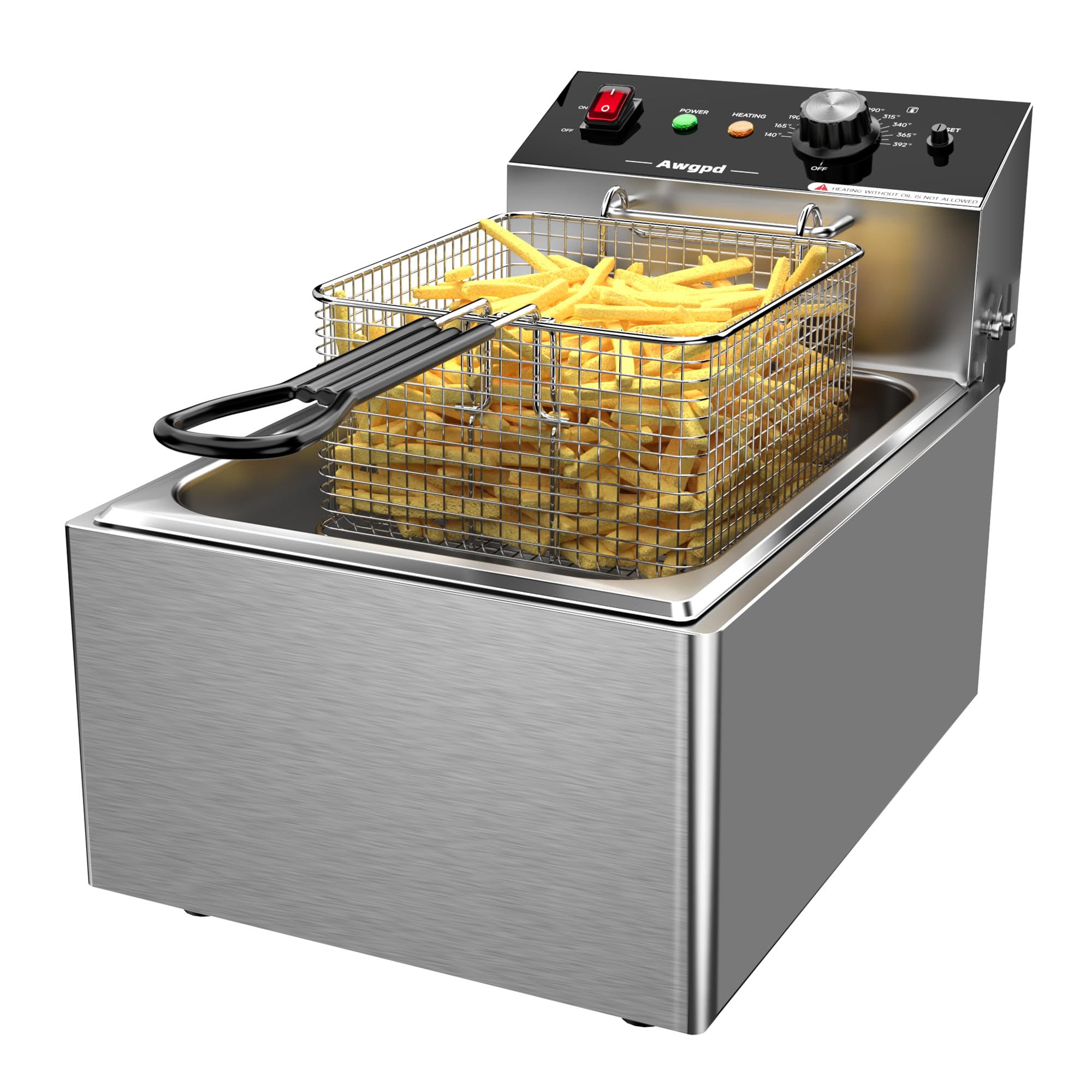 Commercial Electric Deep Fryer 10L (10.5QT) Stainless Steel Single Tank with Basket - 1700W Countertop Deep Fryer for Restaurant & Home Use - Perfect for Frying Chicken, Fish, Fries & Donuts