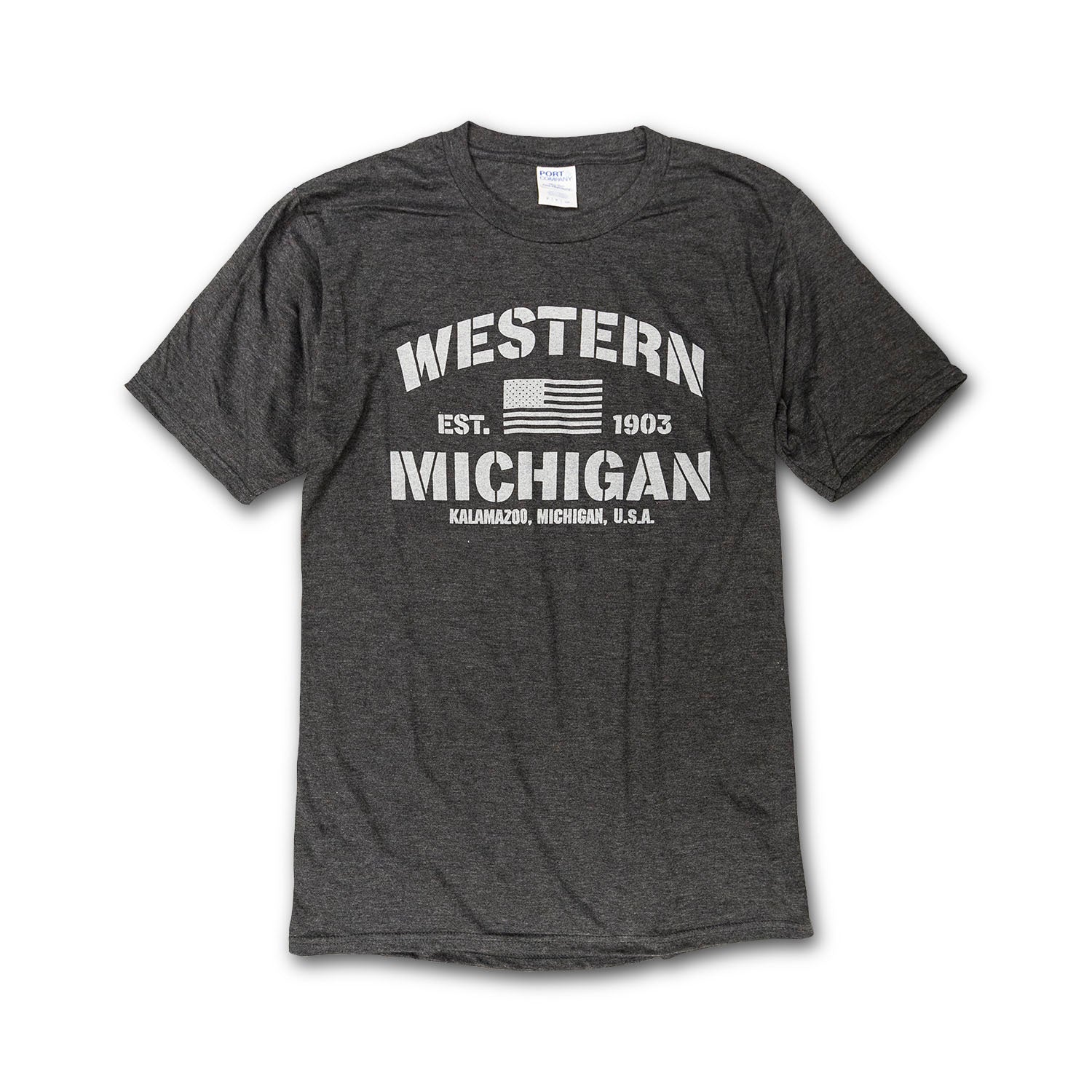 Western Michigan Stencil Graphic T-Shirt - Vintage Style College Tee for Casual Wear & Fan Gear
