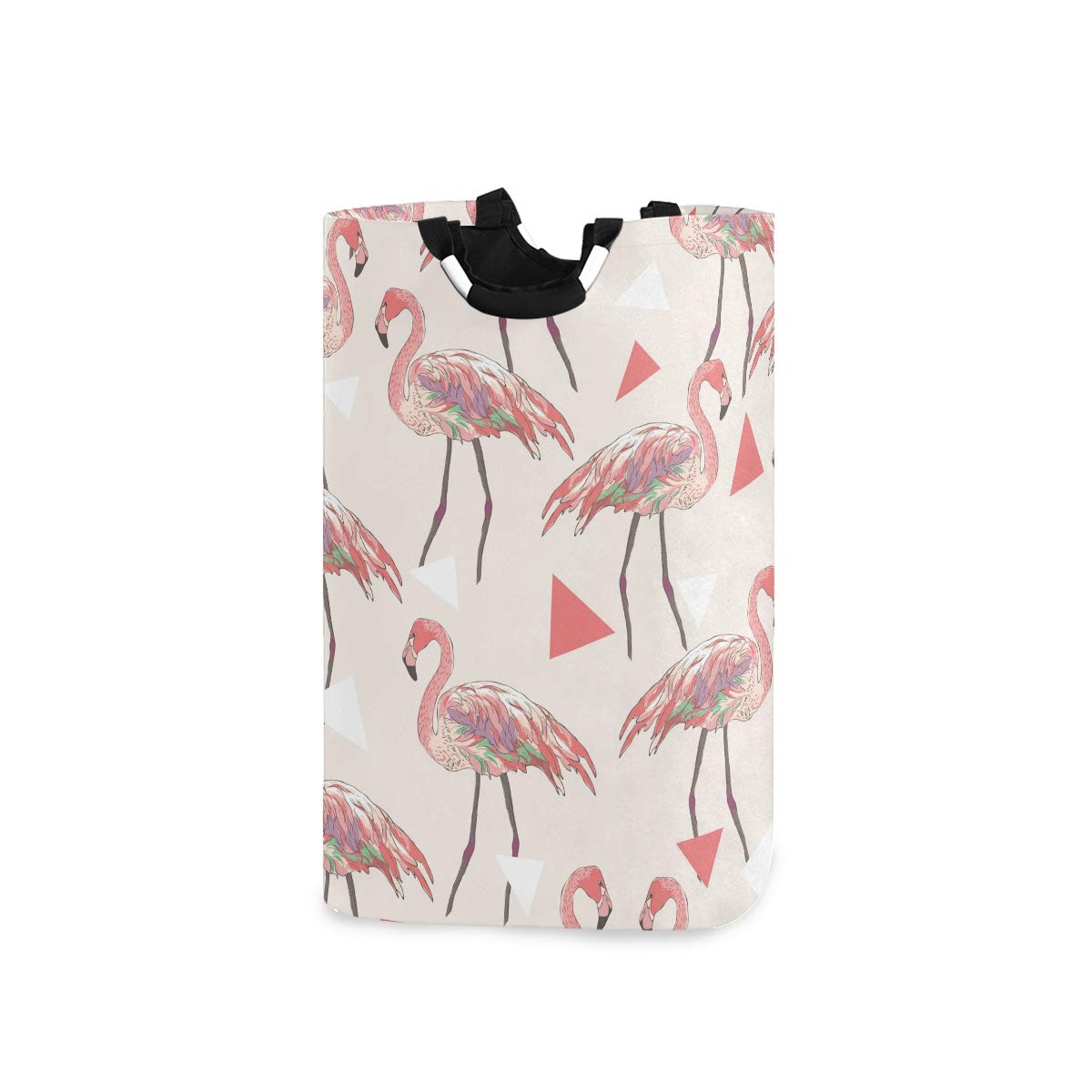 Blueangle Collapsible Laundry Basket with Handles - Foldable Flamingo Design Clothes Hamper for Dirty Laundry (12.6 x 11 x 22.7 Inches) - Perfect for Dorm Rooms, Apartments, and Travel Storage