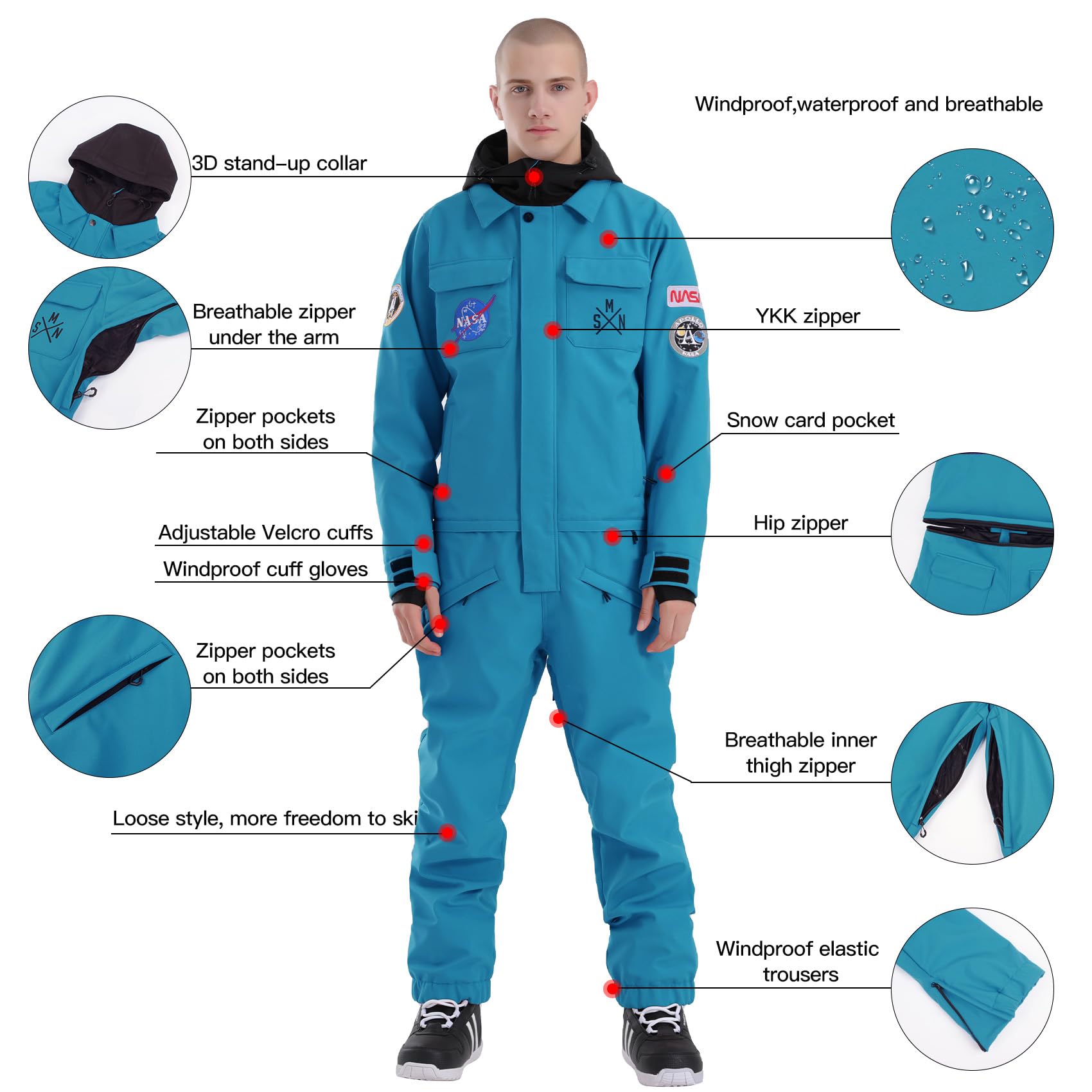 GSOU SNOW Waterproof Windproof Insulated Ski Suit for Women & Men - One Piece Snowsuit for Skiing, Snowboarding & Winter Sports | Perfect for Ski Resorts, Snow Tubing & Cold Weather Adventures