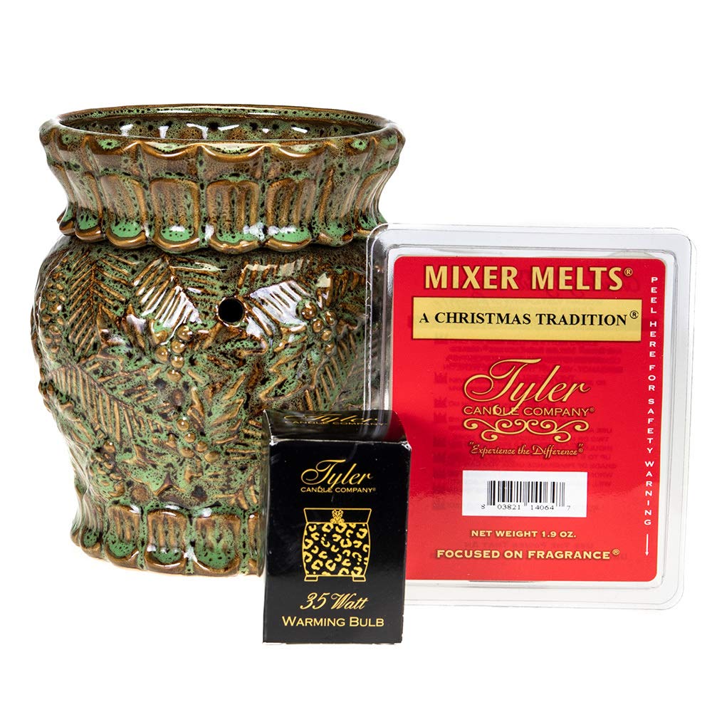 Holly Berry Green Radiant Tyler Mixer Melter - Fragrance Wax Warmer for Home Aromatherapy, Scented Candle Melter for Relaxation & Stress Relief