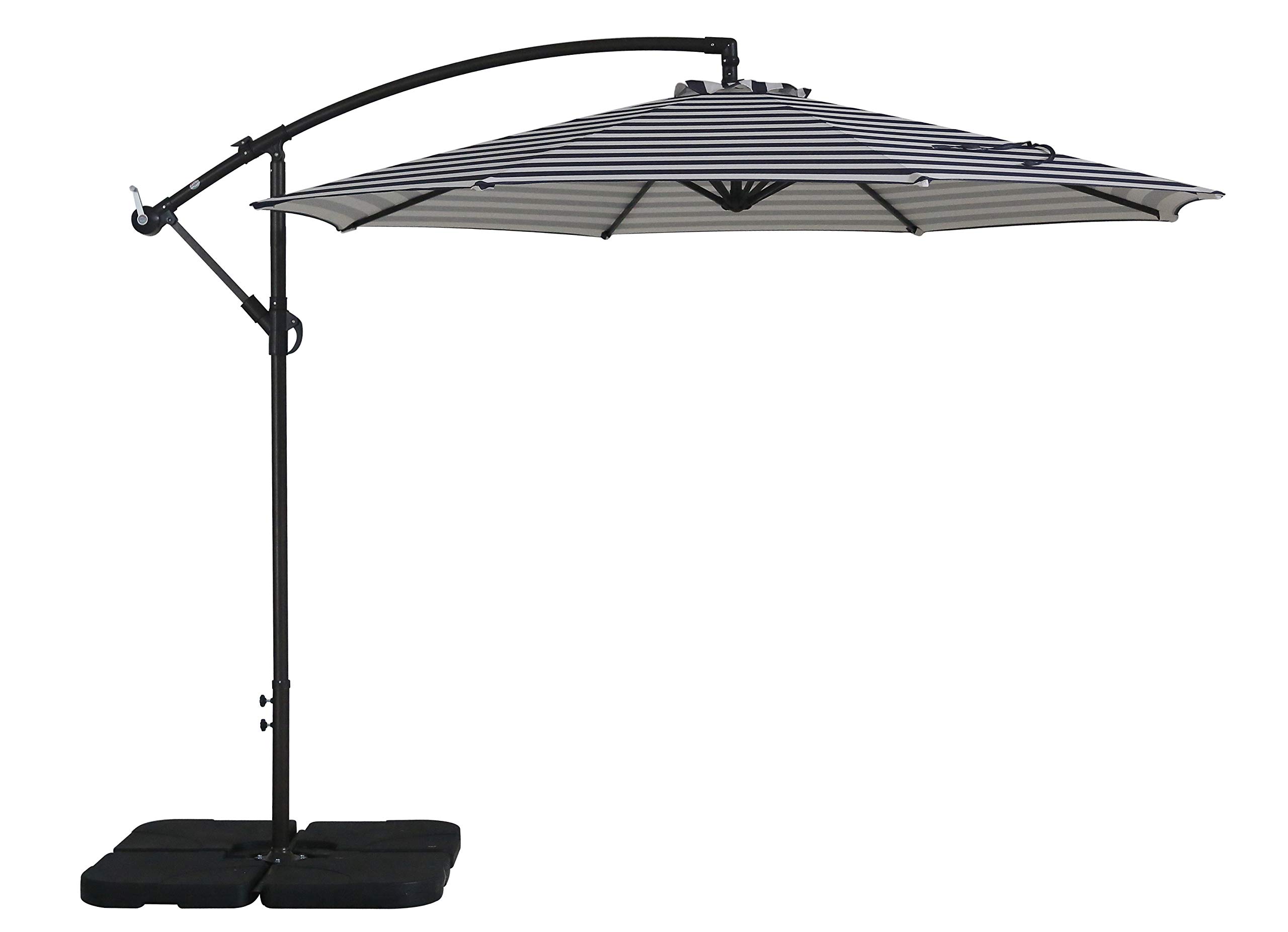 10ft Outdoor Patio Cantilever Umbrella with Stand & Weighted Base - 3-Piece Hanging Shade Kit for Garden, Poolside, and Backyard Relaxation