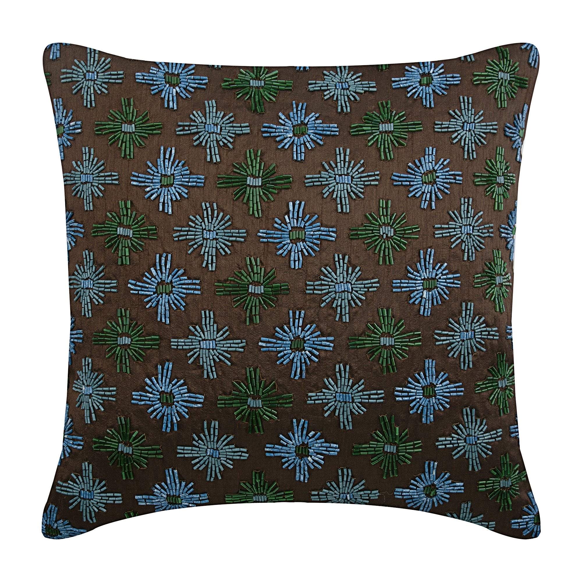 Abstract Thoughts Brown Art Silk Decorative Euro Sham Pillow Cover - Elegant Home Decor for Bedroom, Living Room & Sofa