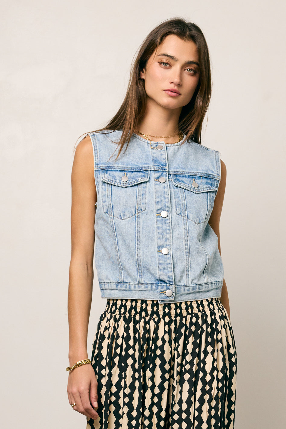 Men's Aiden Denim Vest Jacket - Distressed Vintage Style for Casual Wear & Layering | Perfect for Streetwear, Music Festivals & Outdoor Adventures