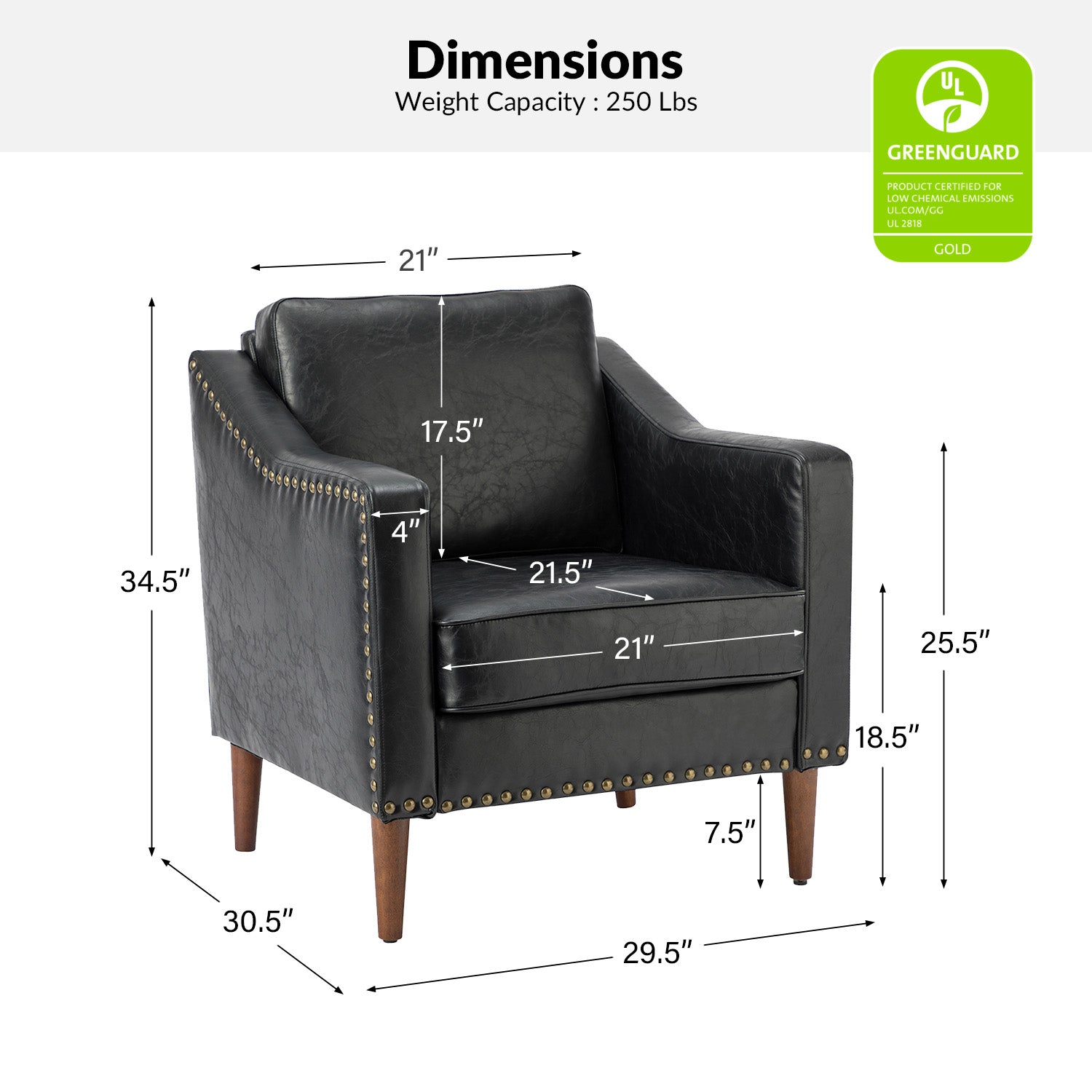 Rafaella Vegan Leather Armchair with Solid Wood Legs - Modern Vegan Leather Lounge Chair with Sturdy Wooden Legs for Living Room, Office, or Reading Nook