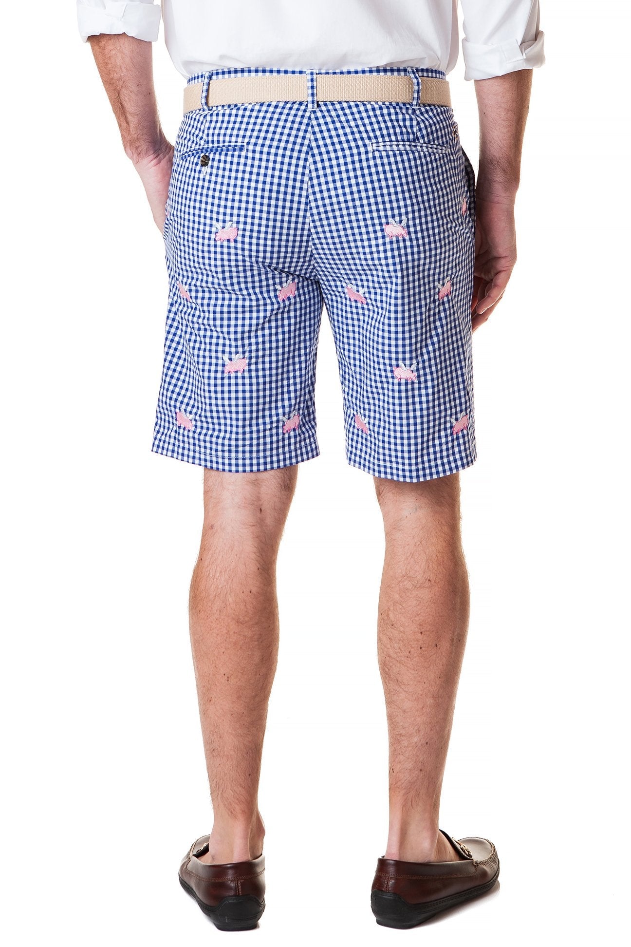 Cisco Short Wide Gingham Royal with Flying Pig - Stylish and Comfortable Men's Casual Shirt for Office, Party, and Everyday Wear