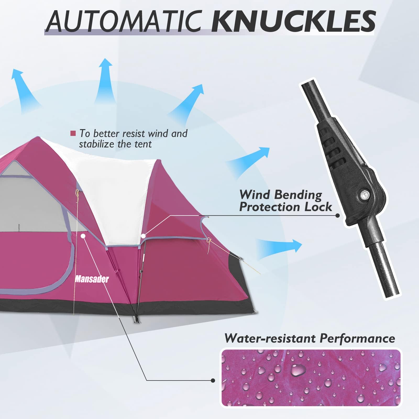 6 Person Family Camping Tent - Waterproof Windproof Dome Tent with Top Rainfly - Easy Setup Pop Up Tent for Outdoor Camping, Hiking, Backpacking & Travel - Perfect for Family Adventures, Beach Trips & Music Festivals