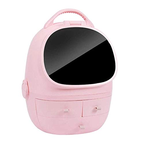 XJJZS LED Mirror Makeup Organizer with Jewelry Storage - Vanity Desktop Cosmetic Display Case for Bathroom & Dresser (Color A) | Perfect for Makeup Application, Jewelry Organization & Bathroom Decor