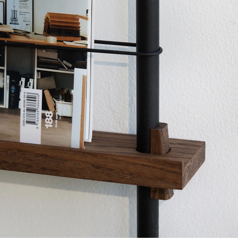 Moebe Magazine Shelf - Modern Smoked Oak & Black Wall Storage for Books & Decor | Perfect for Living Room, Bedroom, or Office Organization