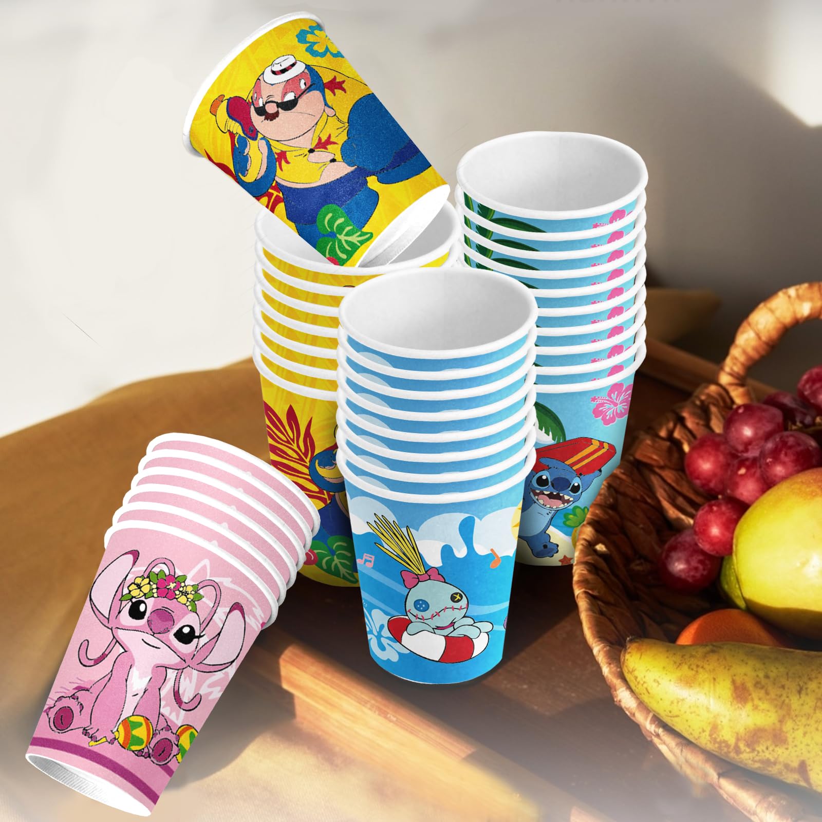 60PCS Stitch Birthday Party Supplies - 9oz Disposable Paper Cups for Stitch Themed Party Favors, Tableware & Decorations | Perfect for Disney Lilo & Stitch Birthday Parties, Baby Showers & Themed Events