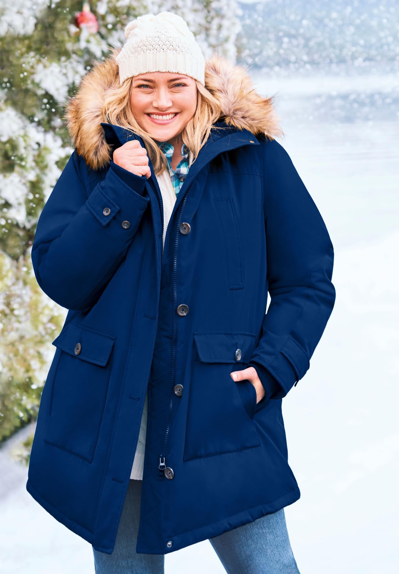 Woman Within Plus Size Arctic Parka Jacket with Hood - 34