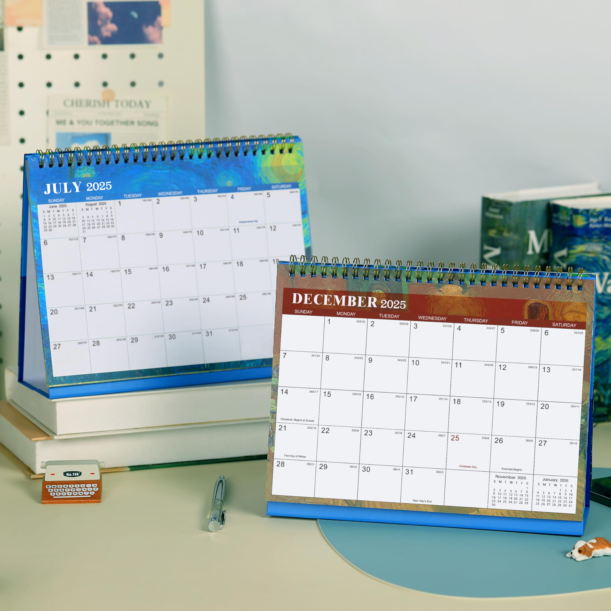 2025-2026 18-Month Desk Calendar | July 2025 - December 2026 | Standing Flip Desktop Planner | 9.8