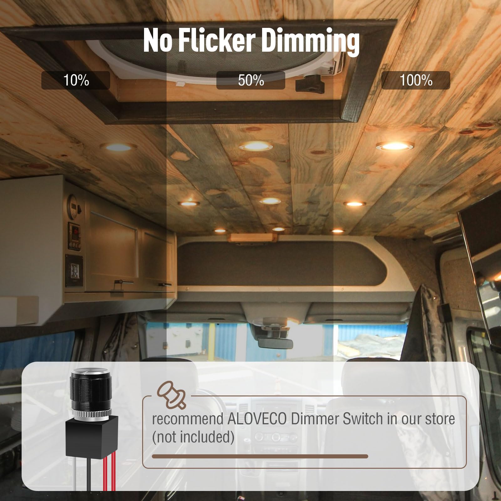 ALOVECO 12V Dimmable LED RV Interior Lights - 3000K Warm White, Ultra-Thin Waterproof Design for Campers, Motorhomes, Sailboats & Yachts (8-Pack) - Perfect for Cozy Lighting in Small Spaces & Nighttime Use