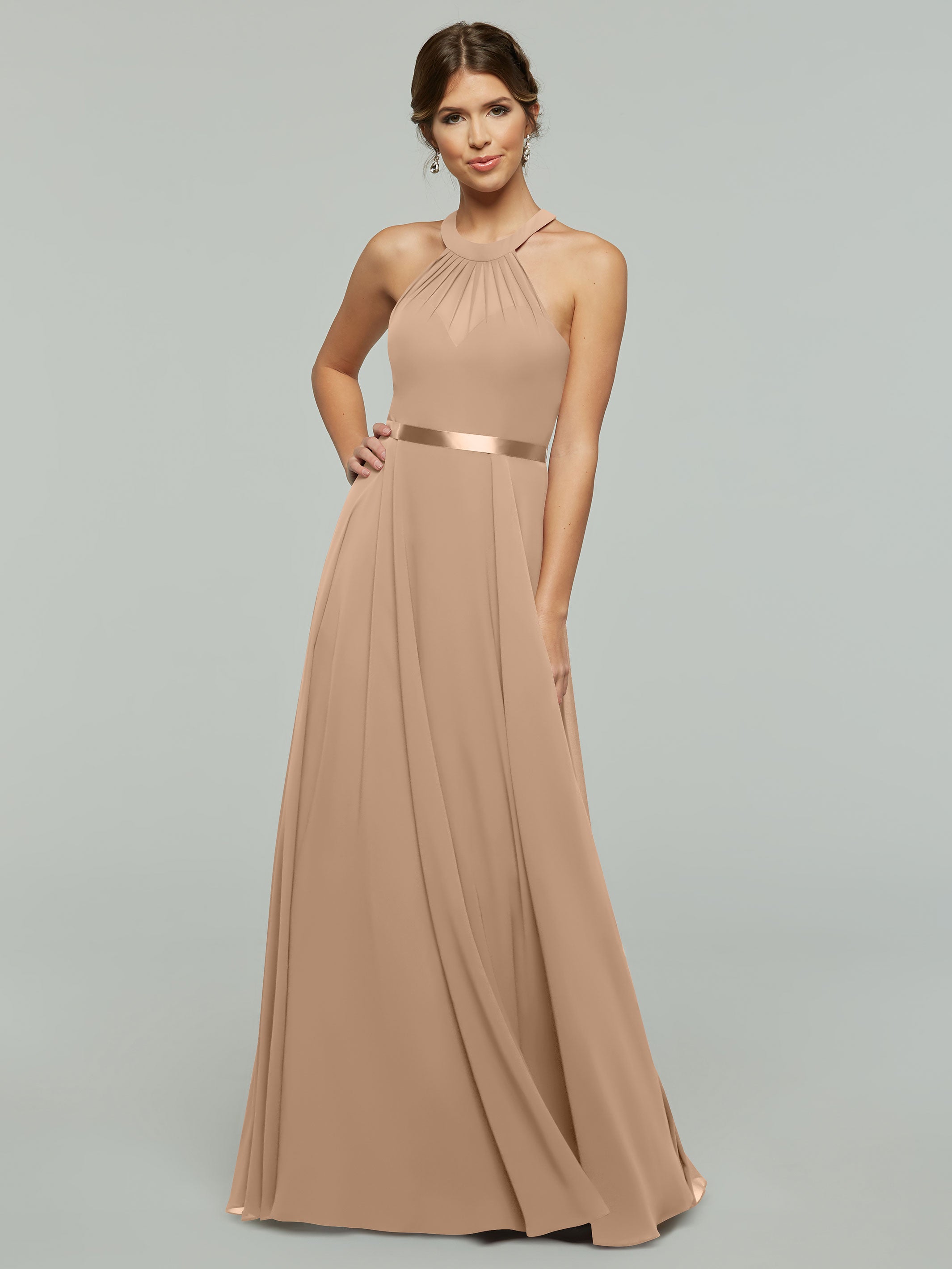 Elegant A-Line Chiffon Bridesmaid Dress with Halter Neckline - Perfect for Weddings, Formal Events & Special Occasions