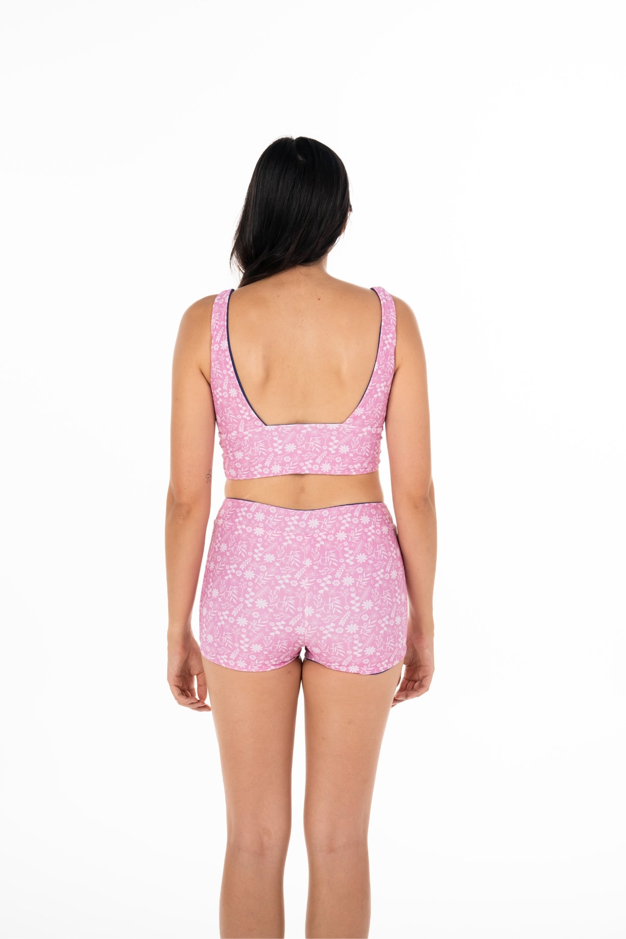 Reversible Sipadan Crop Bikini Top - Midnight & Floral Print - Perfect for Beach Vacations, Pool Parties & Summer Getaways