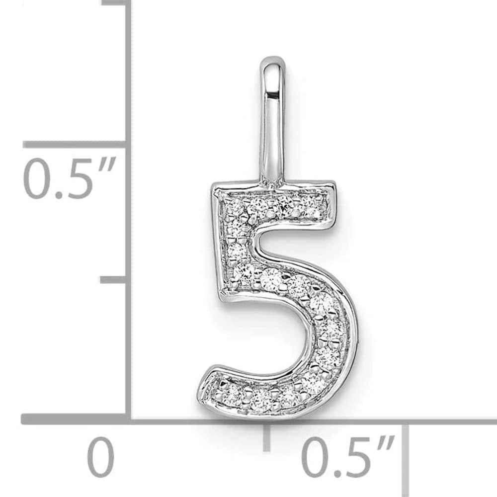 14K White Gold Diamond Women's Number 5 Charm Pendant - Elegant Bijou Jewelry for Birthdays, Anniversaries & Special Occasions