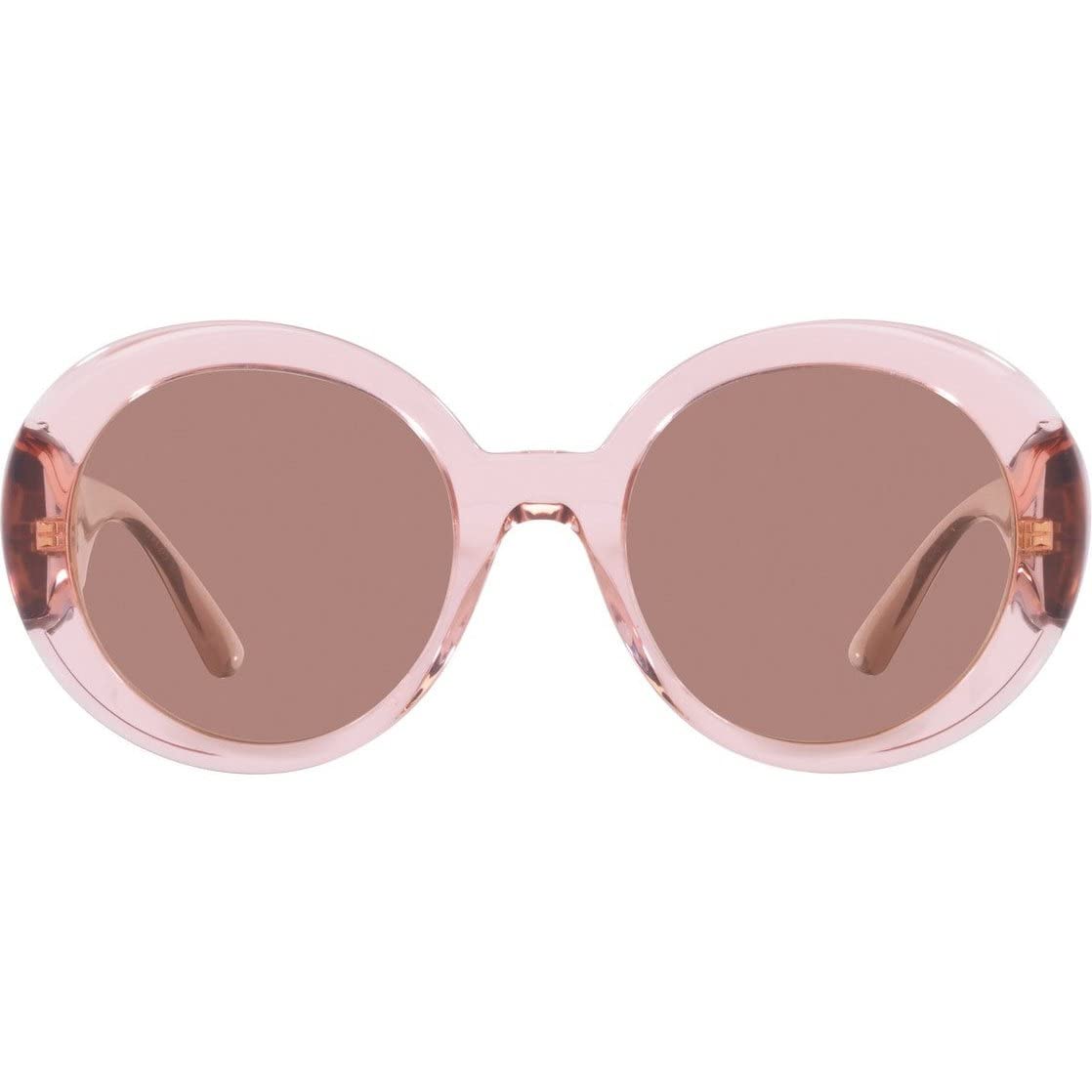 Versace Women's Sunglasses - Transparent Pink Frame with Light Brown Lenses (55MM) | Luxury Designer Shades for Women | Perfect for Beach, Driving & Outdoor Fashion