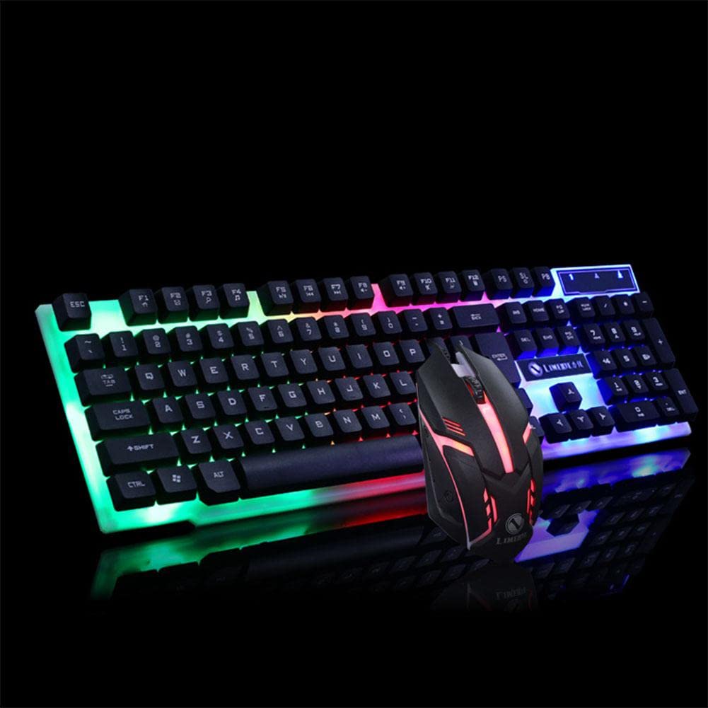 Wired USB Mechanical Feel Gaming Keyboard & Mouse Set with Backlit for PC/Laptop - Black | Perfect for Gaming, Office Work & Typing