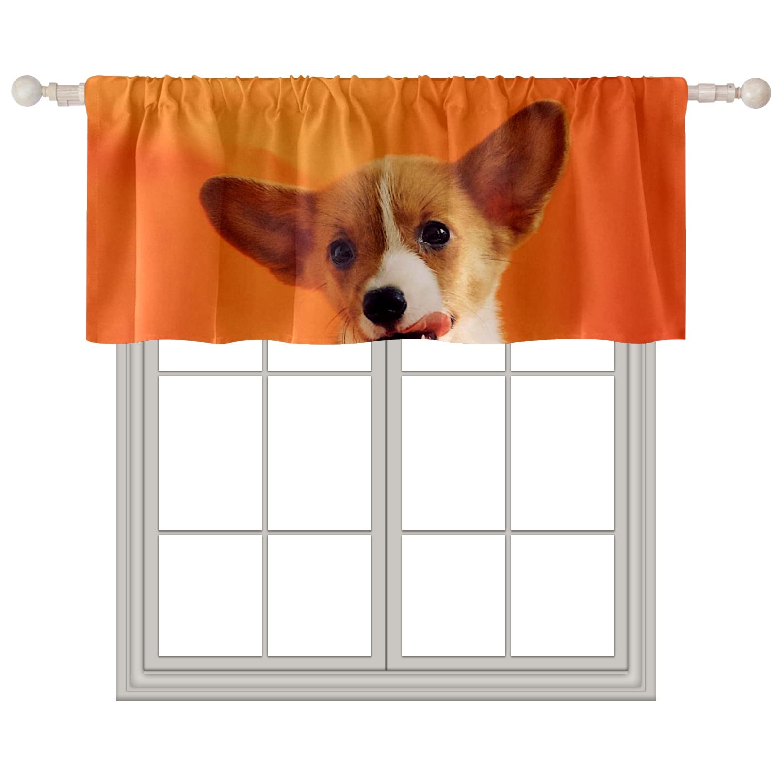 Orange Dog Print Window Valance - 52