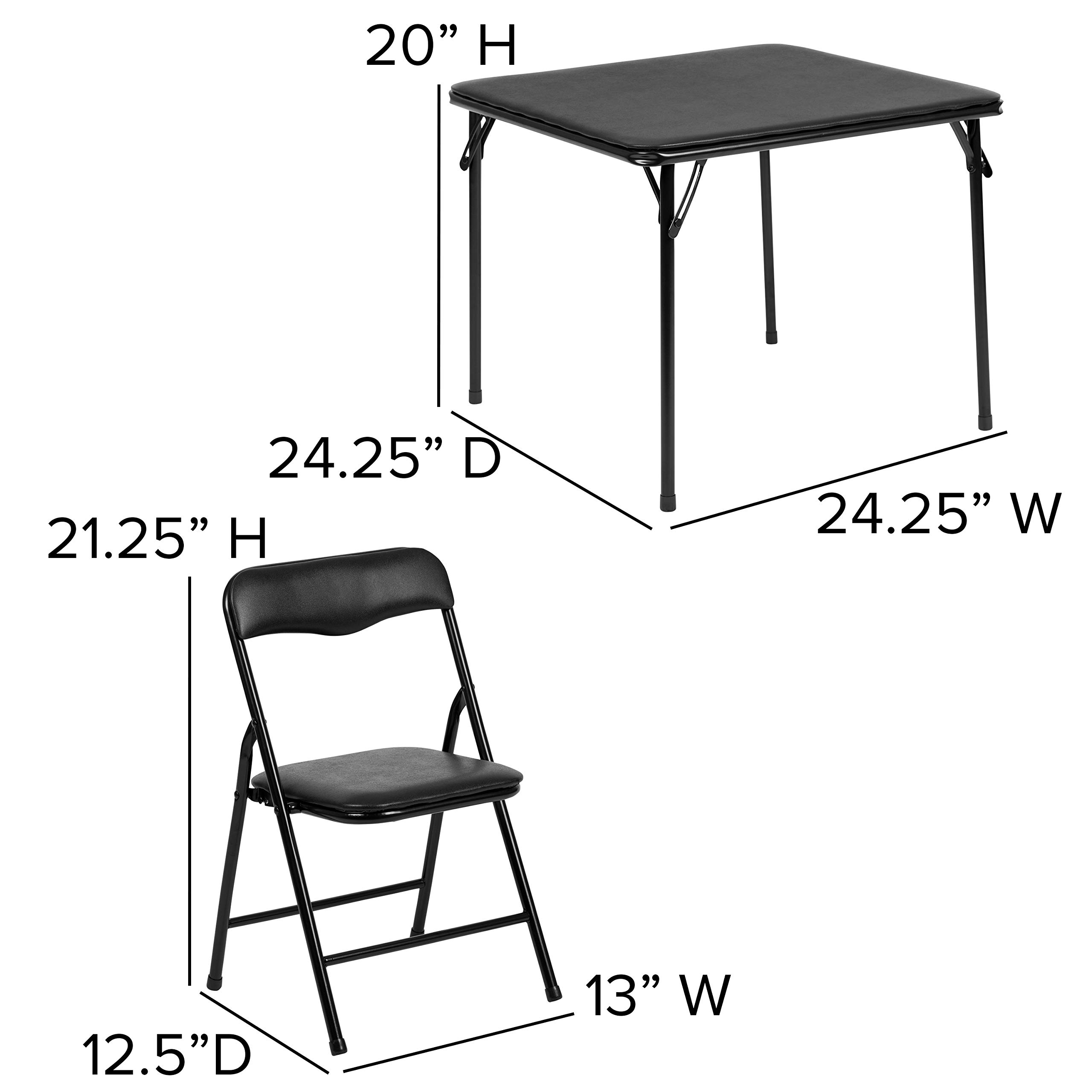EMMA + OLIVER Kids 5-Piece Folding Activity Table and Chair Set - Black, Sturdy & Space-Saving for Home, Daycare, Preschool & Playroom - Perfect for Arts & Crafts, Snack Time & Learning Activities