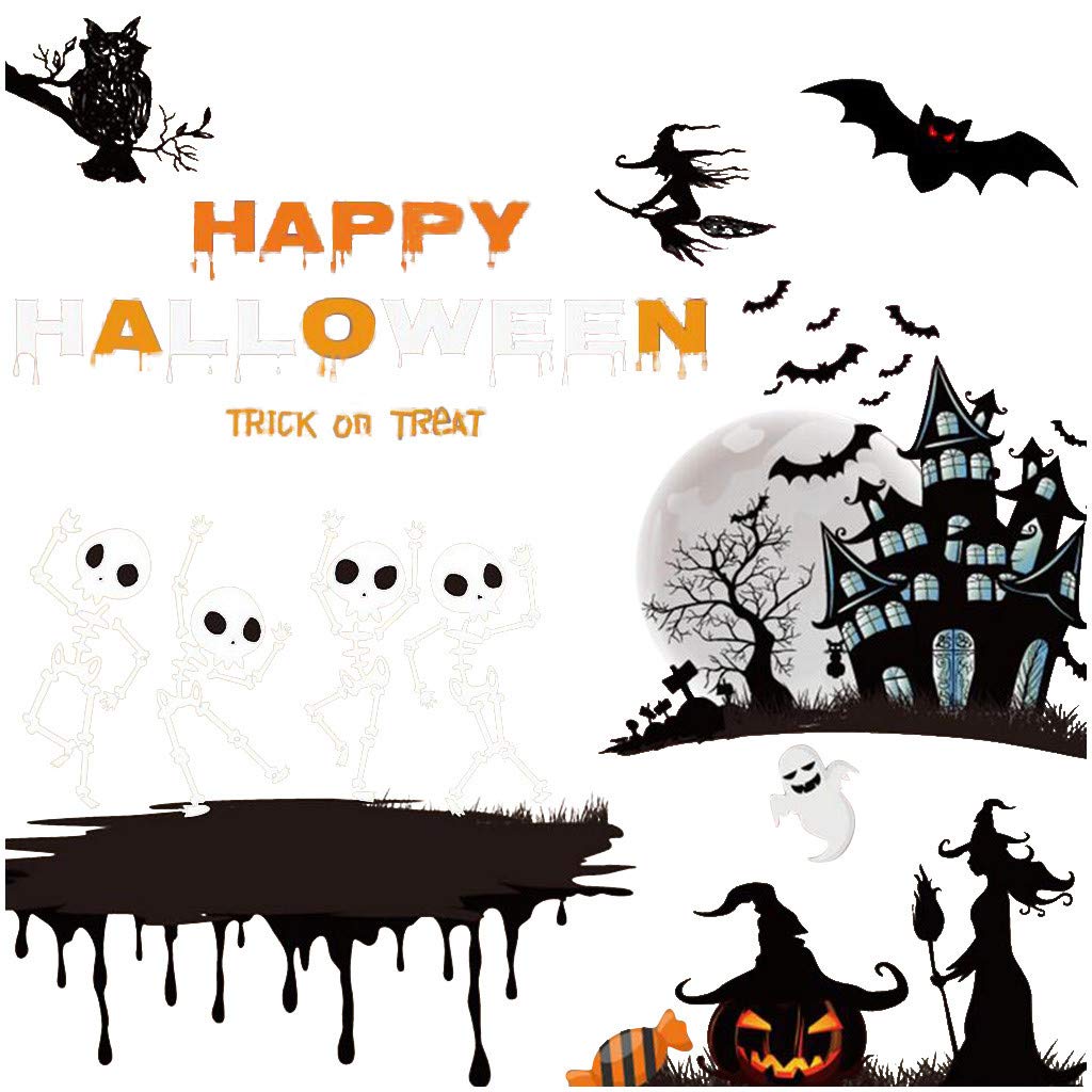 Halloween Decorations - Spooky Glass Stickers & Party Scene Arrangement for Halloween Theme Parties | Perfect for Home, Office & Outdoor Decor