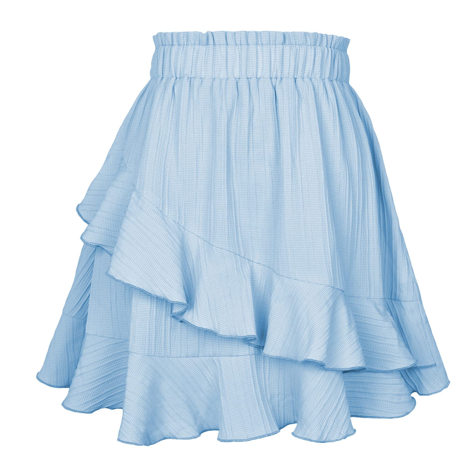 Binmer Women's High Waist Ruffled Skirt - Fashion Solid Color Dress with Asymmetric Hem & Wrinkle Design | Perfect for Office, Date Night & Casual Outings