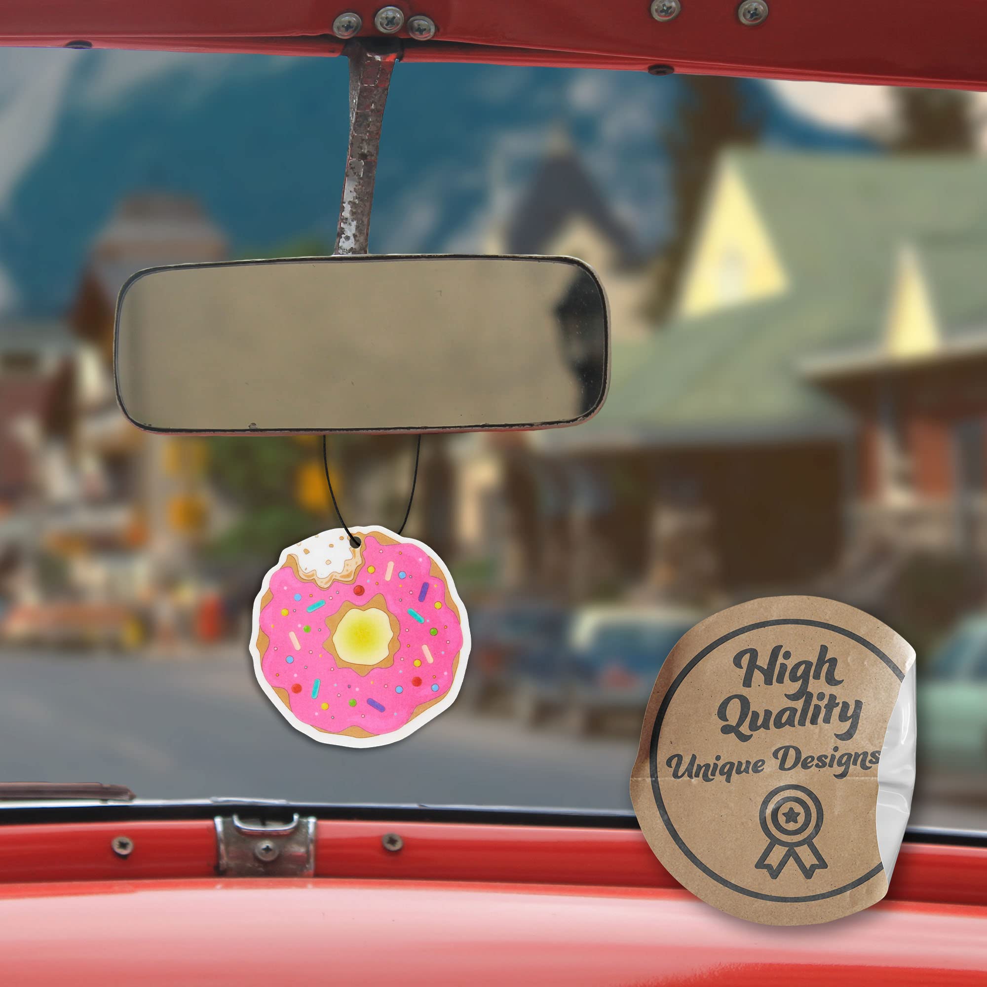 6 Pack Donut Car Air Freshener with Essential Oils - Long Lasting Scent for Vehicles, Home & Office by Fresh Fresheners | Perfect for Cars, Trucks, Closets & Small Spaces