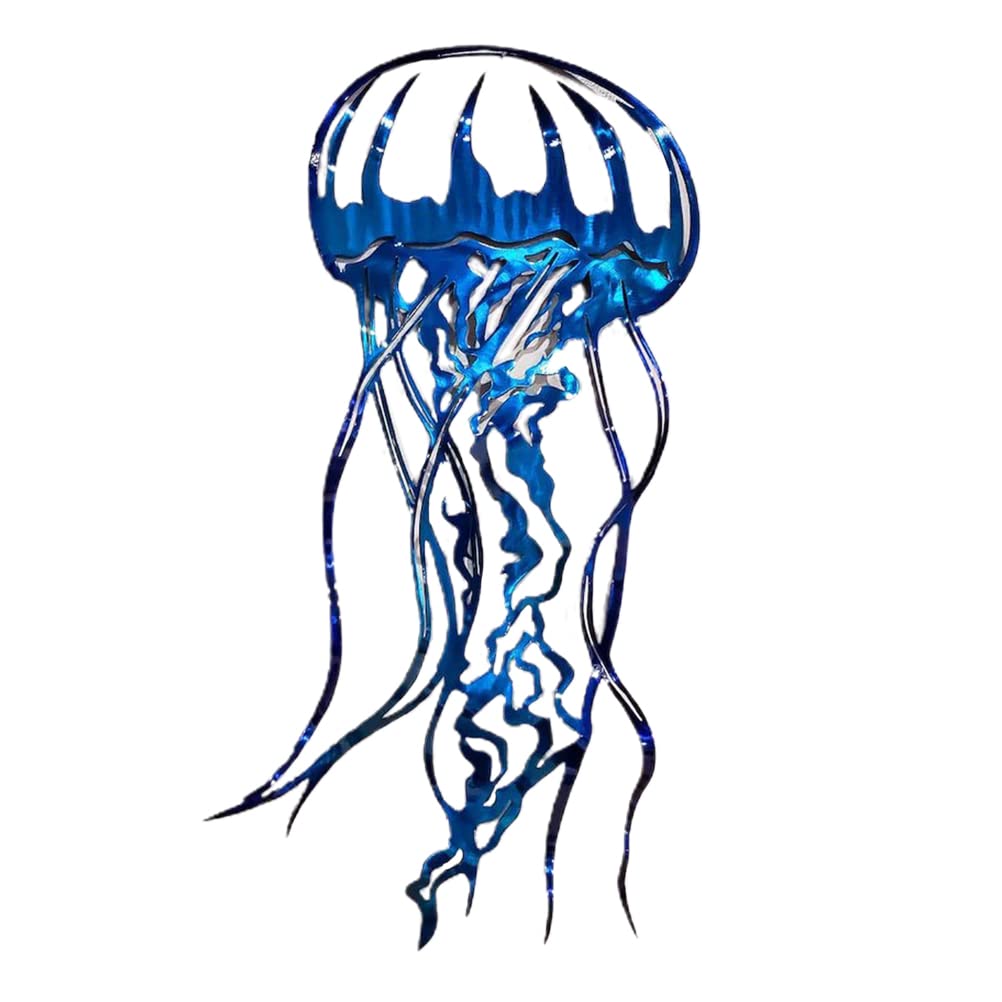 Enfudid Metal Jellyfish Wall Art - Personalized Home Decor Wall Sculpture for Bedroom, Living Room - Ocean Themed Wall Hanging for Coastal Decor & Nautical Interior Design