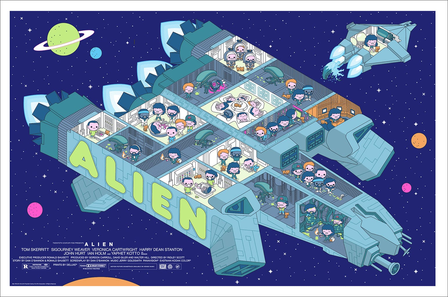 Alien Movie Sci-Fi Screenprinted Poster - Vintage Art Print for Home & Office Decor - Perfect for Movie Fans & Collectors
