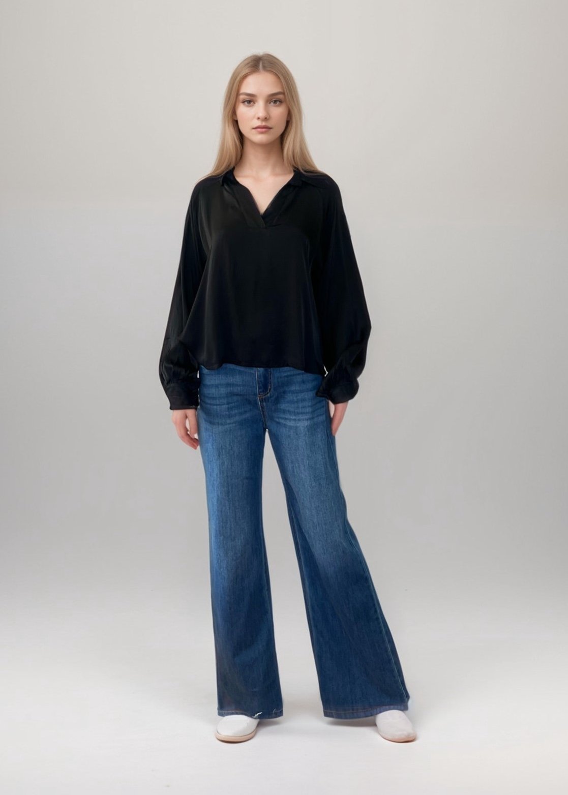 Ibiza Solid Black Blouse for Women - Elegant Casual & Office Wear - Perfect for Parties, Work, and Everyday Outfits