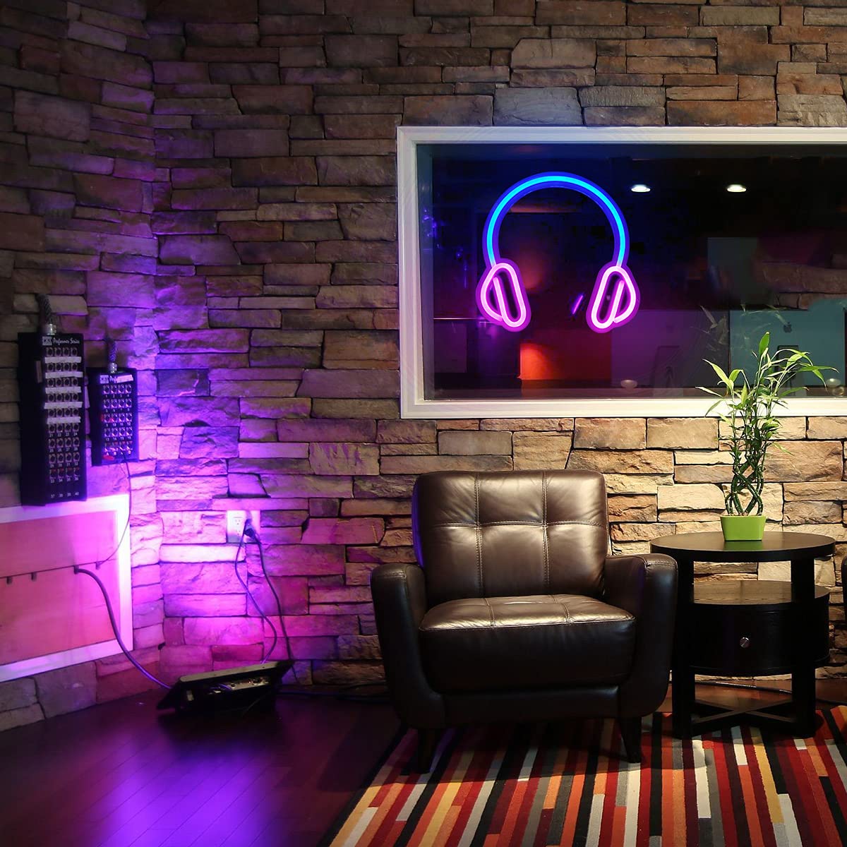 Vibrant LED Neon Headset Sign - USB/Battery Powered Wall Light for Gaming Room, Bedroom, Christmas, Halloween & Birthday Party Decor (NE-3) - Perfect for Gamers, Music Lovers & Night Light Enthusiasts