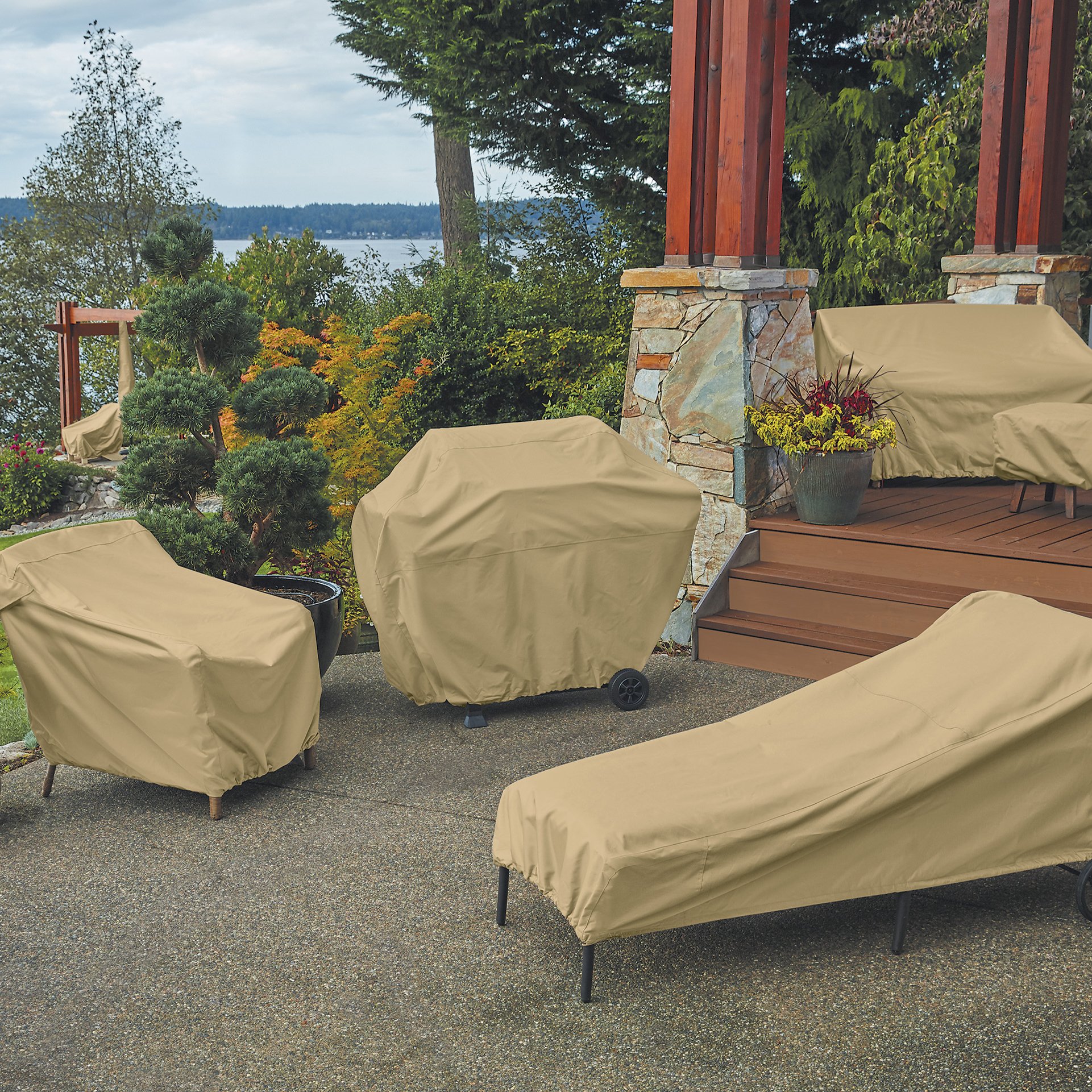 Classic Accessories Terrazzo Water-Resistant 88 Inch Deep Seated Patio Loveseat Cover - Durable Outdoor Bench Protection for All Weather, Perfect for Patio, Garden, and Backyard Furniture