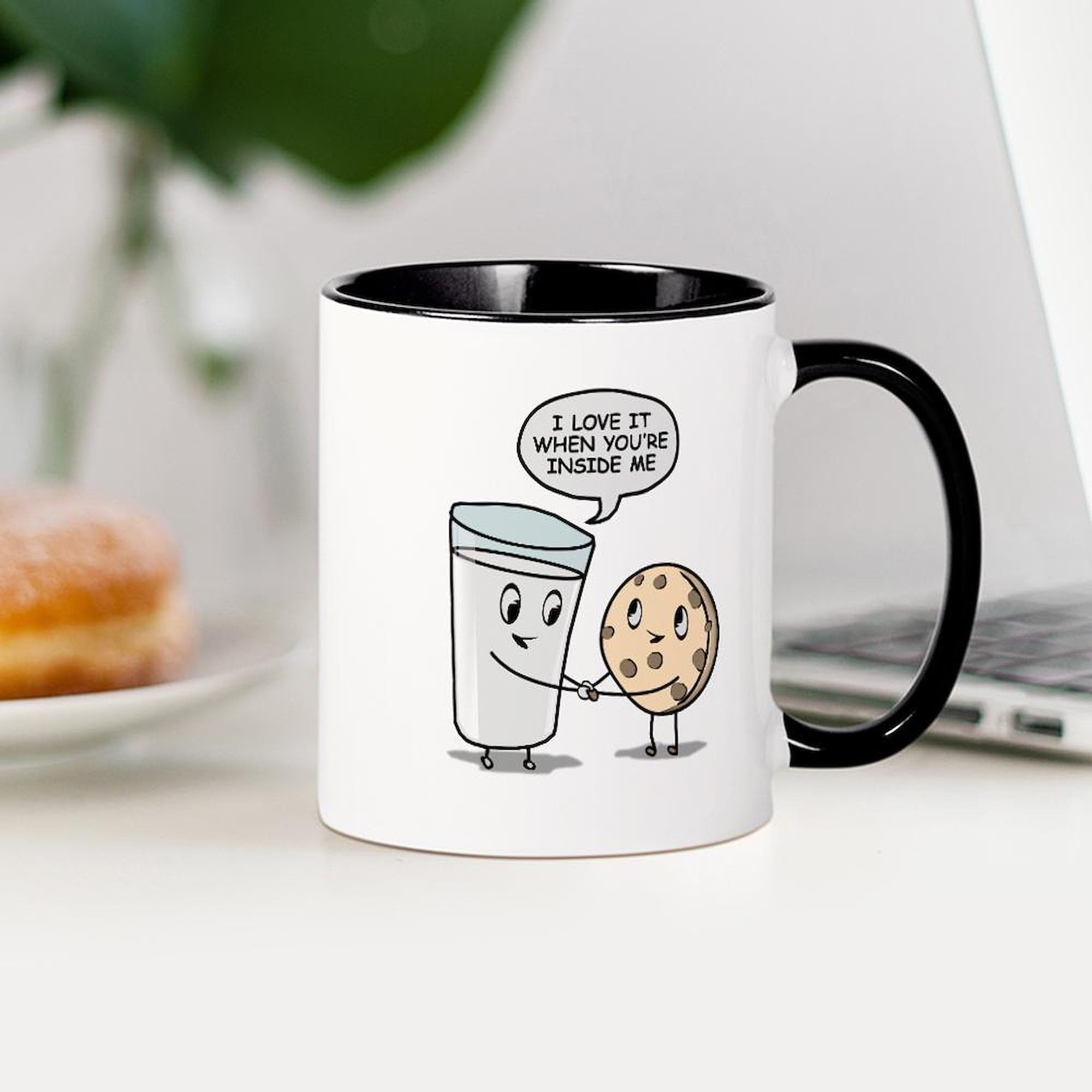 CafePress Milk And Cookies Ceramic Coffee Mug - 11 oz (325 ml) for Hot & Cold Drinks - Perfect for Home, Office, or Gift Giving