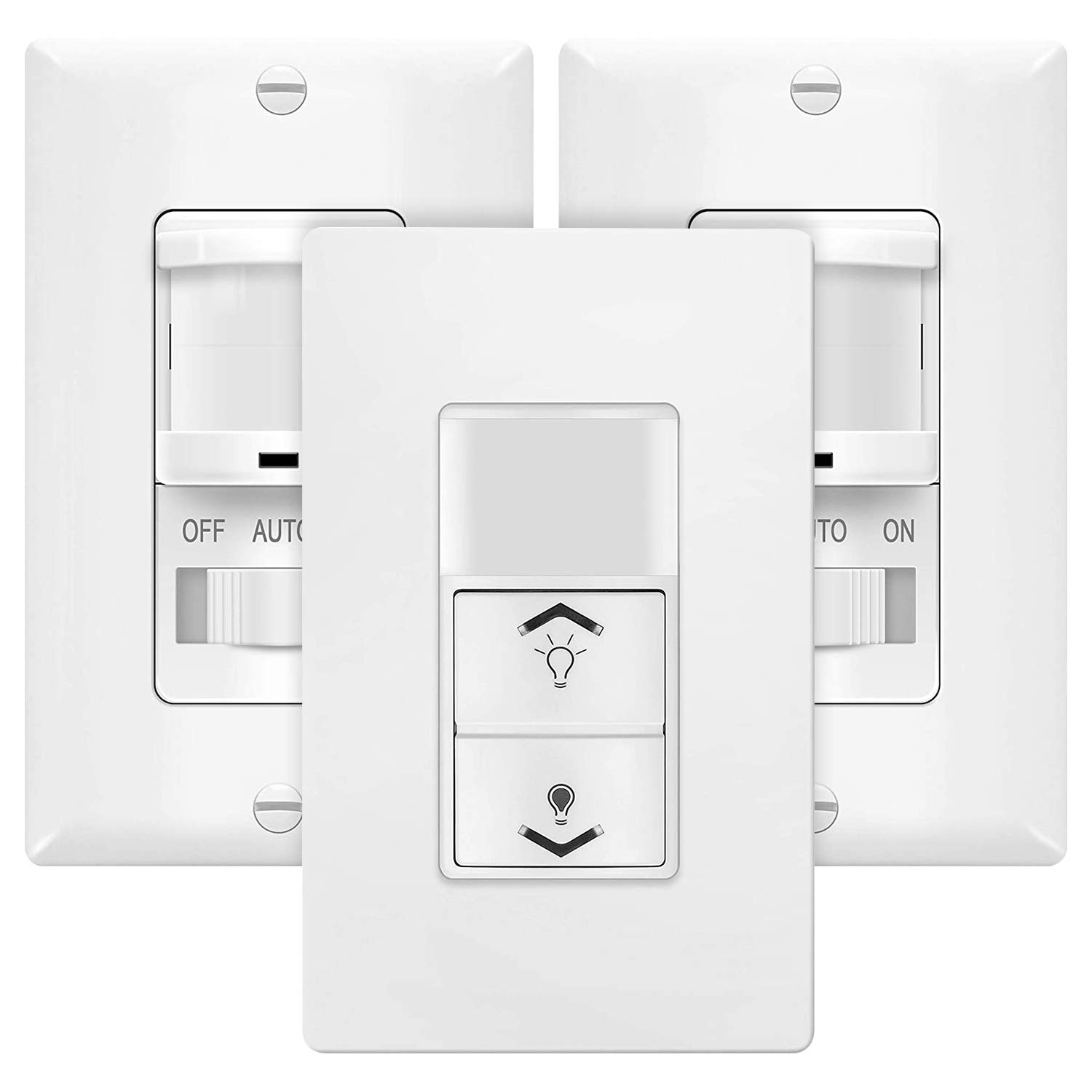 TOPGREENER 2 Pack PIR Motion Sensor Switch with On/Off Override - Single Pole Neutral Required (TSOS5-W) & Occupancy Vacancy Sensor with 0-10V Dimmer (TDODS5-010) - Perfect for Home, Office, and Commercial Lighting Automation