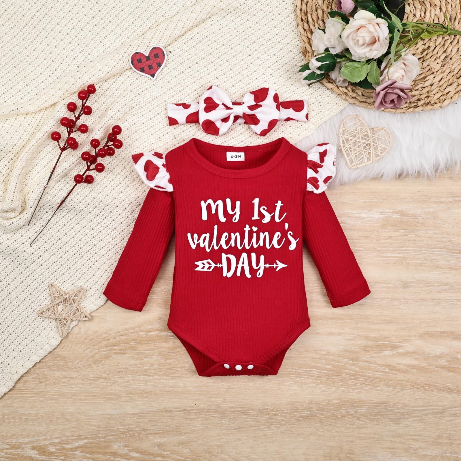 Valentine's Day Outfit for Baby Girls 0-18 Months - Cute Denim Skirt Set | Perfect for Valentine's Photos, Parties & Special Occasions