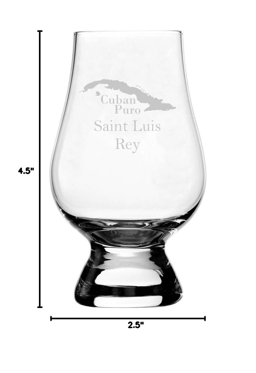 Saint Luis Rey Whisky Glass - Cuban Cigar Etched Crystal for Scotch Tasting