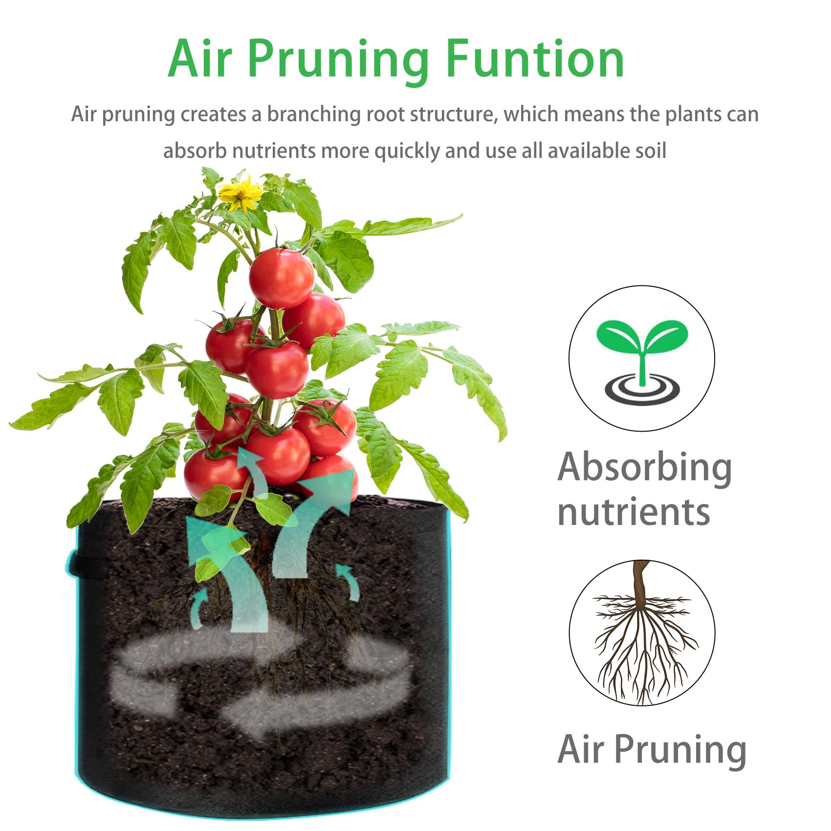 5 Pack 10 Gallon Heavy Duty Potato Grow Bags with Flap & Handles - Non-Woven Fabric Planter Pots for Vegetables, Tomatoes, Carrots - Perfect for Home Gardening, Patio & Indoor Planting