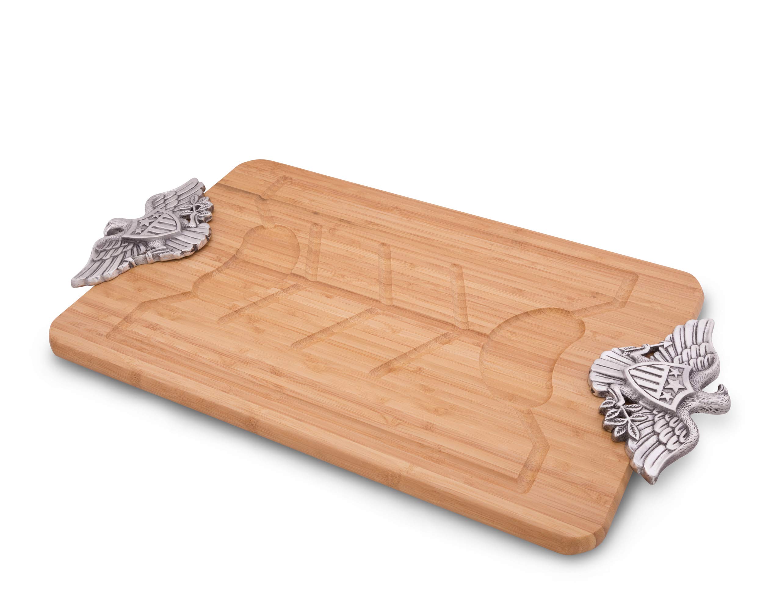Premium American Eagle Bamboo Cheese Board with Metal Handle - 23