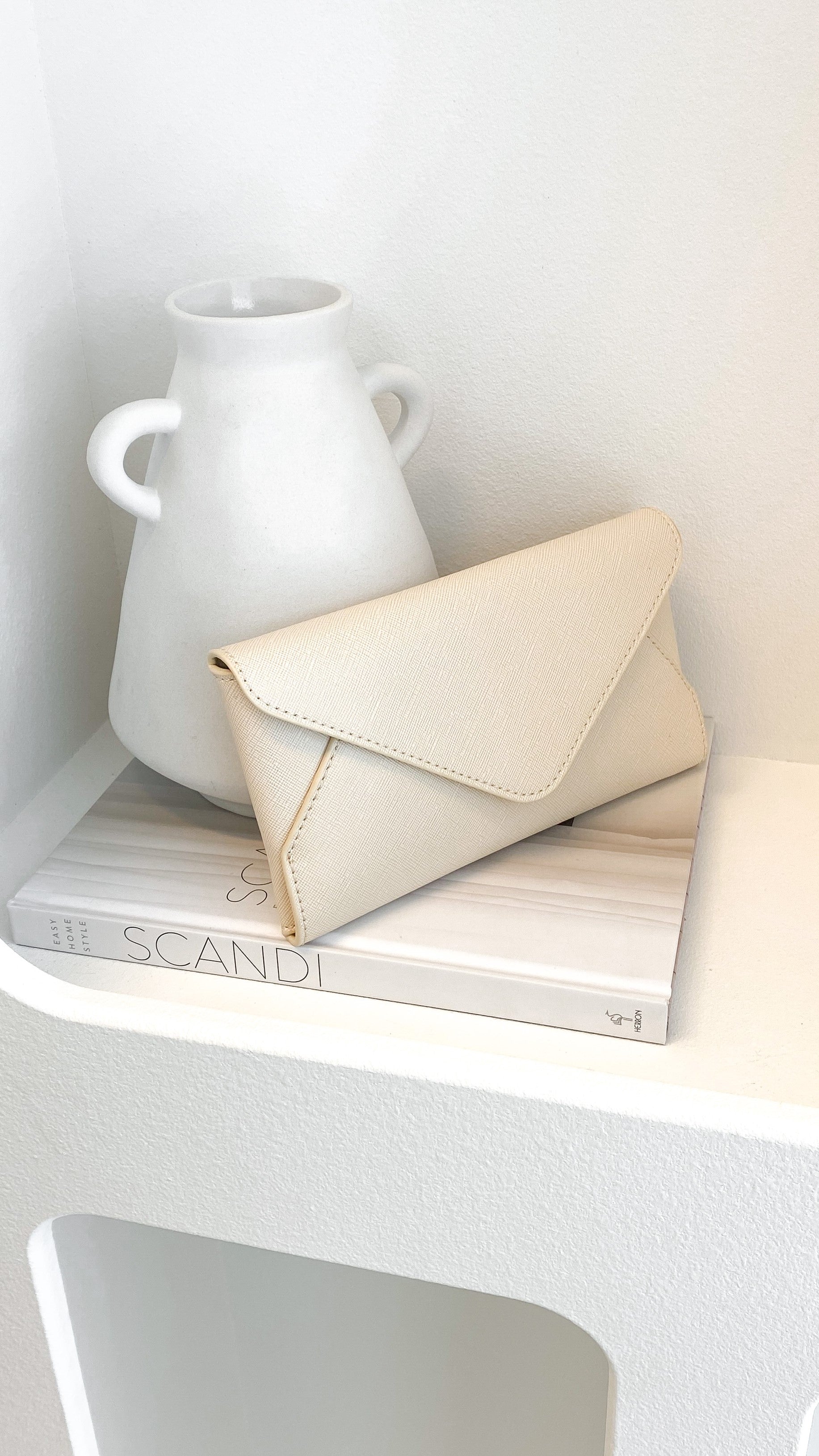 Carmen Envelope Crossbody Bag for Women - Elegant Cream Leather Shoulder Purse - Perfect for Work, Travel & Evening Outings